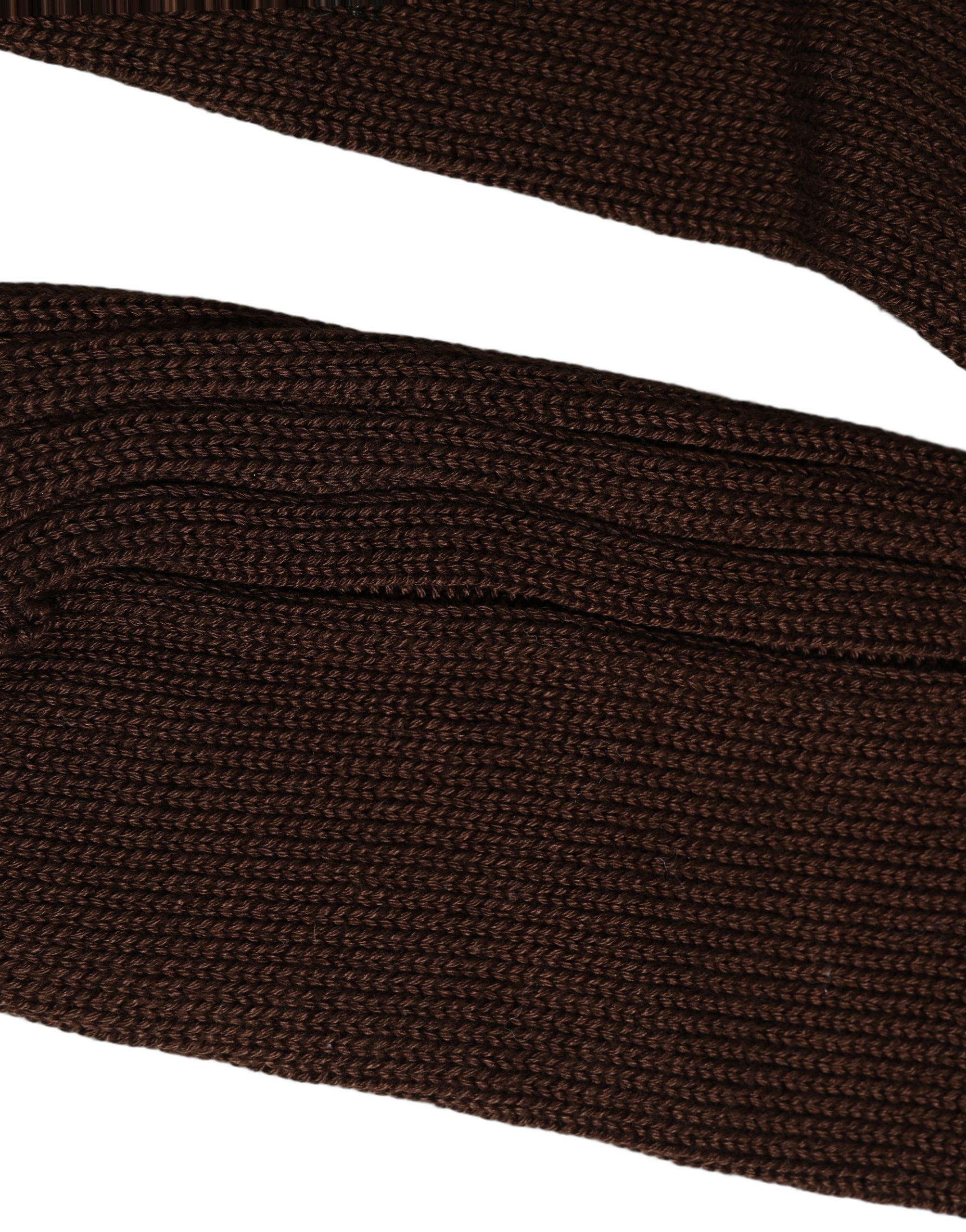 Dolce & Gabbana Dunkelbraune Rippstrick-Socken aus Nylon für Über-die-Wade