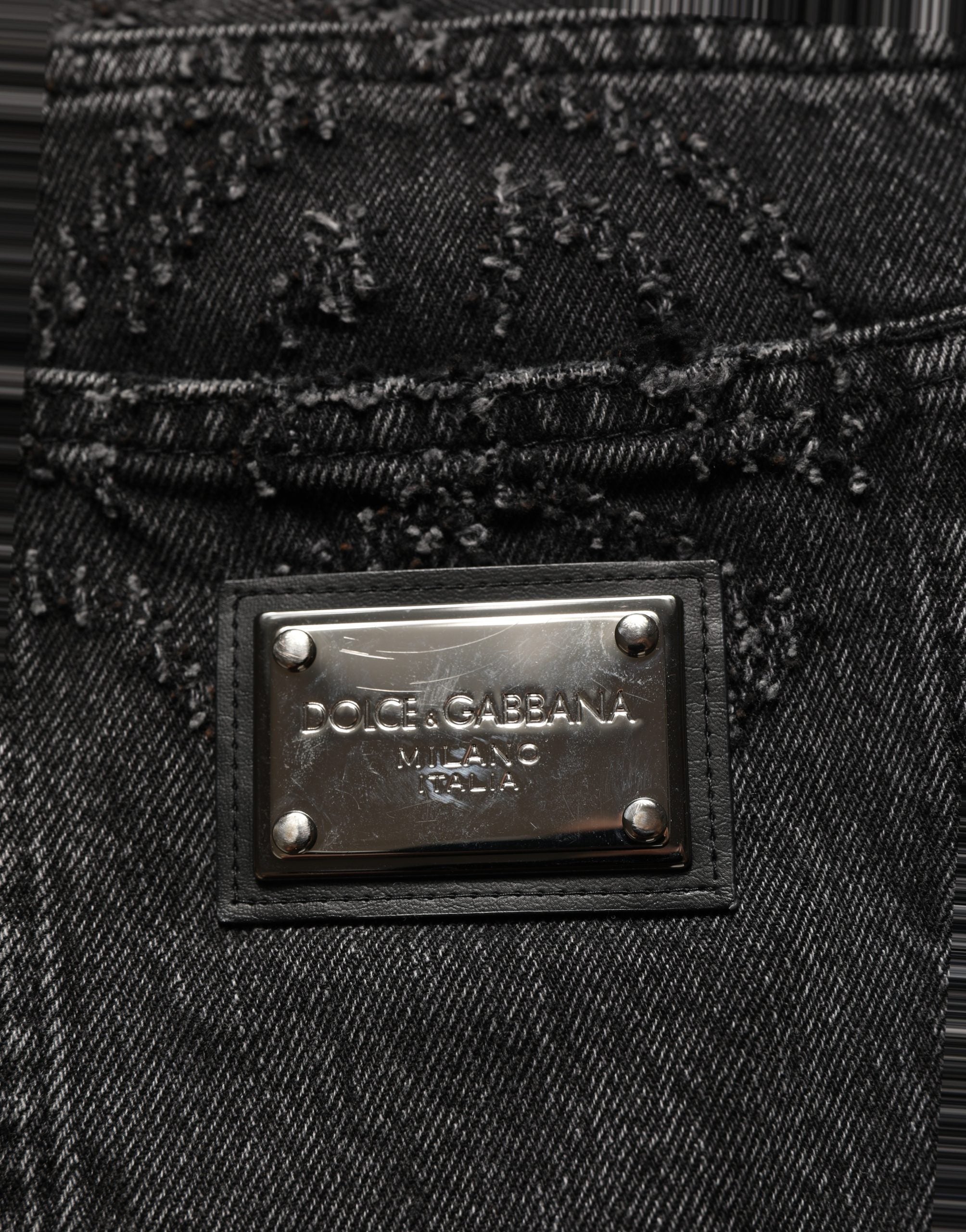 Dolce & Gabbana Dunkelgraue Baumwoll-Jeans im Oversize-Wide-Leg-Schnitt