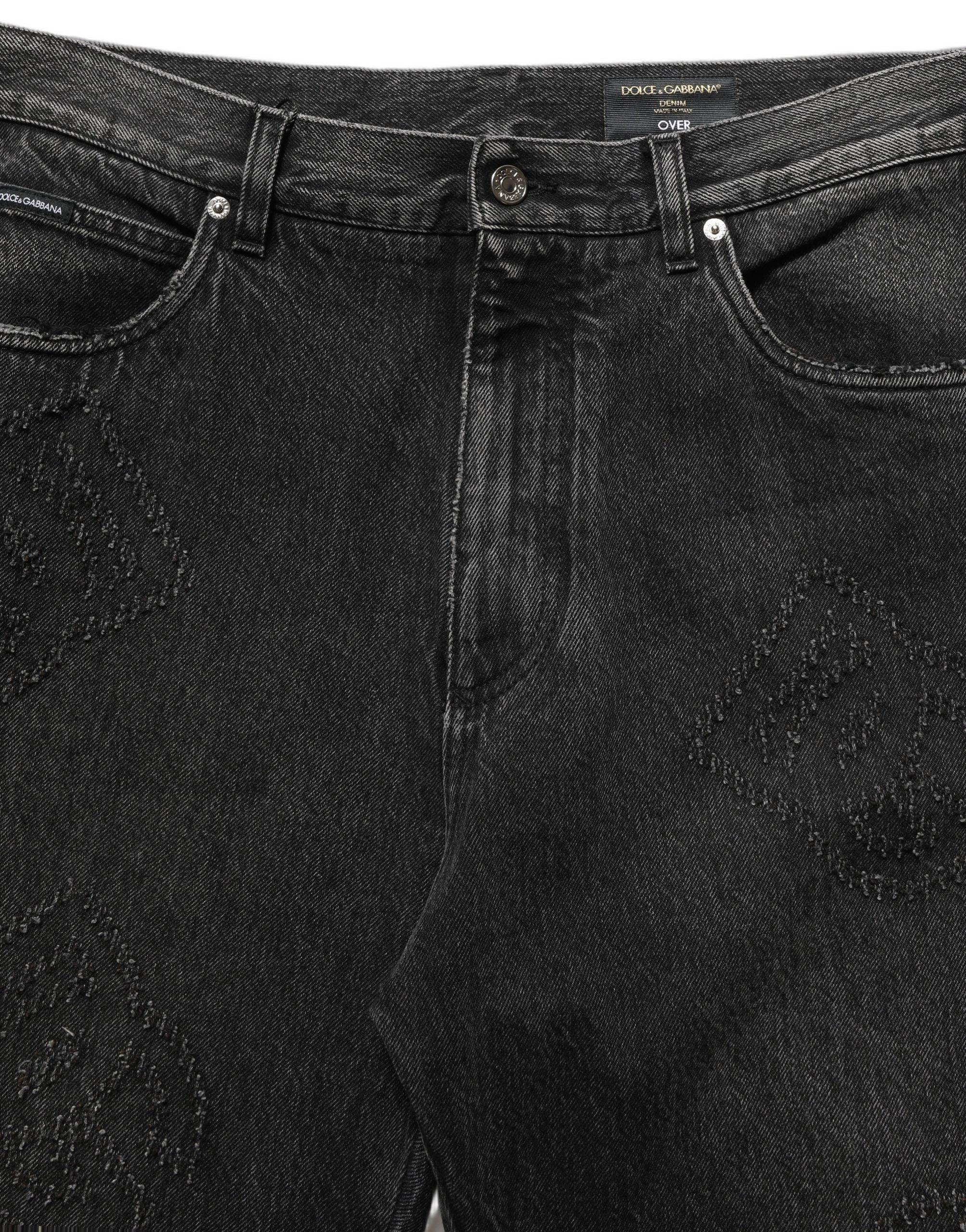 Dolce & Gabbana Dunkelgraue Baumwoll-Jeans im Oversize-Wide-Leg-Schnitt