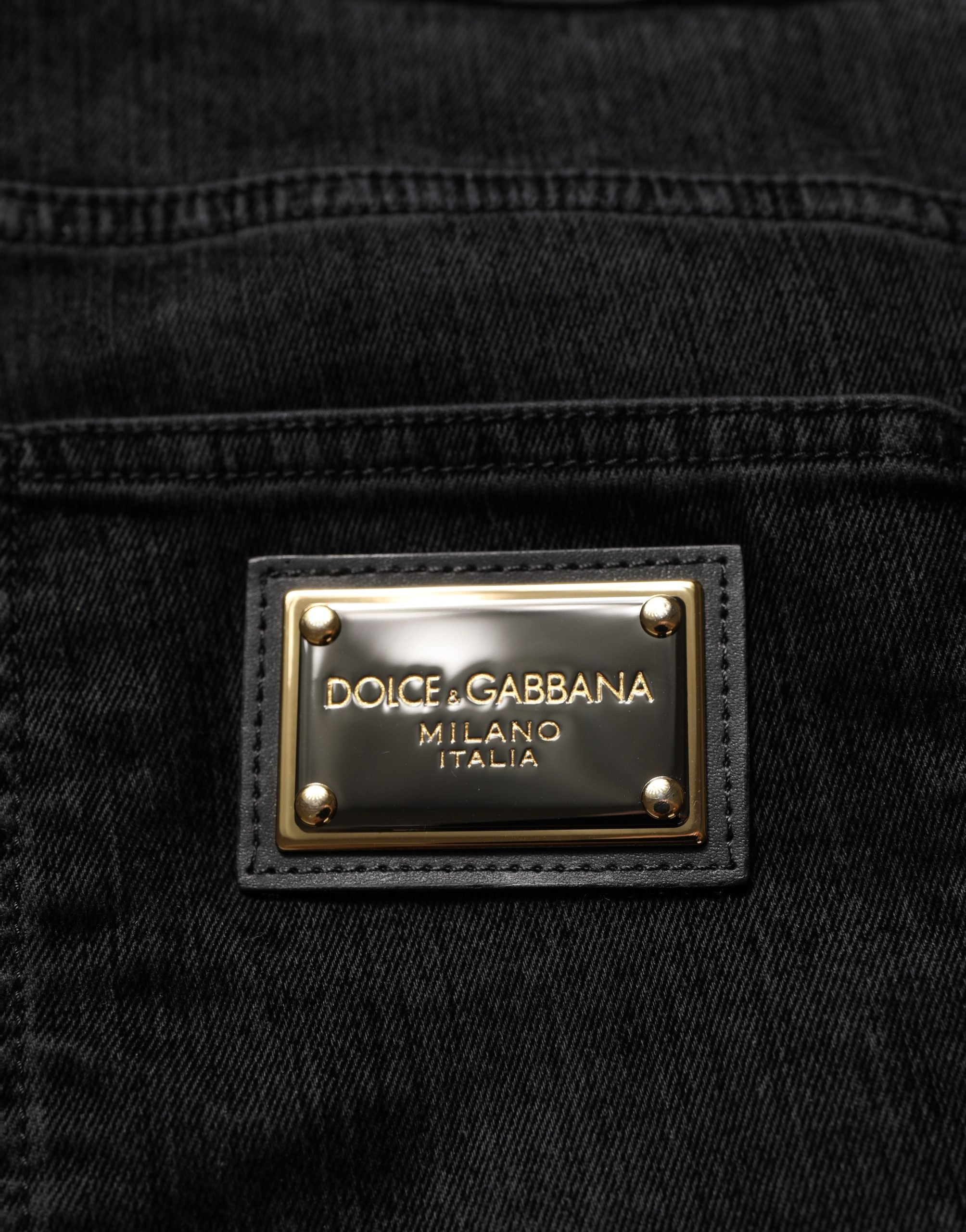 Dolce & Gabbana Schwarze Relaxed Wide Leg Herren Jeans aus Baumwolle