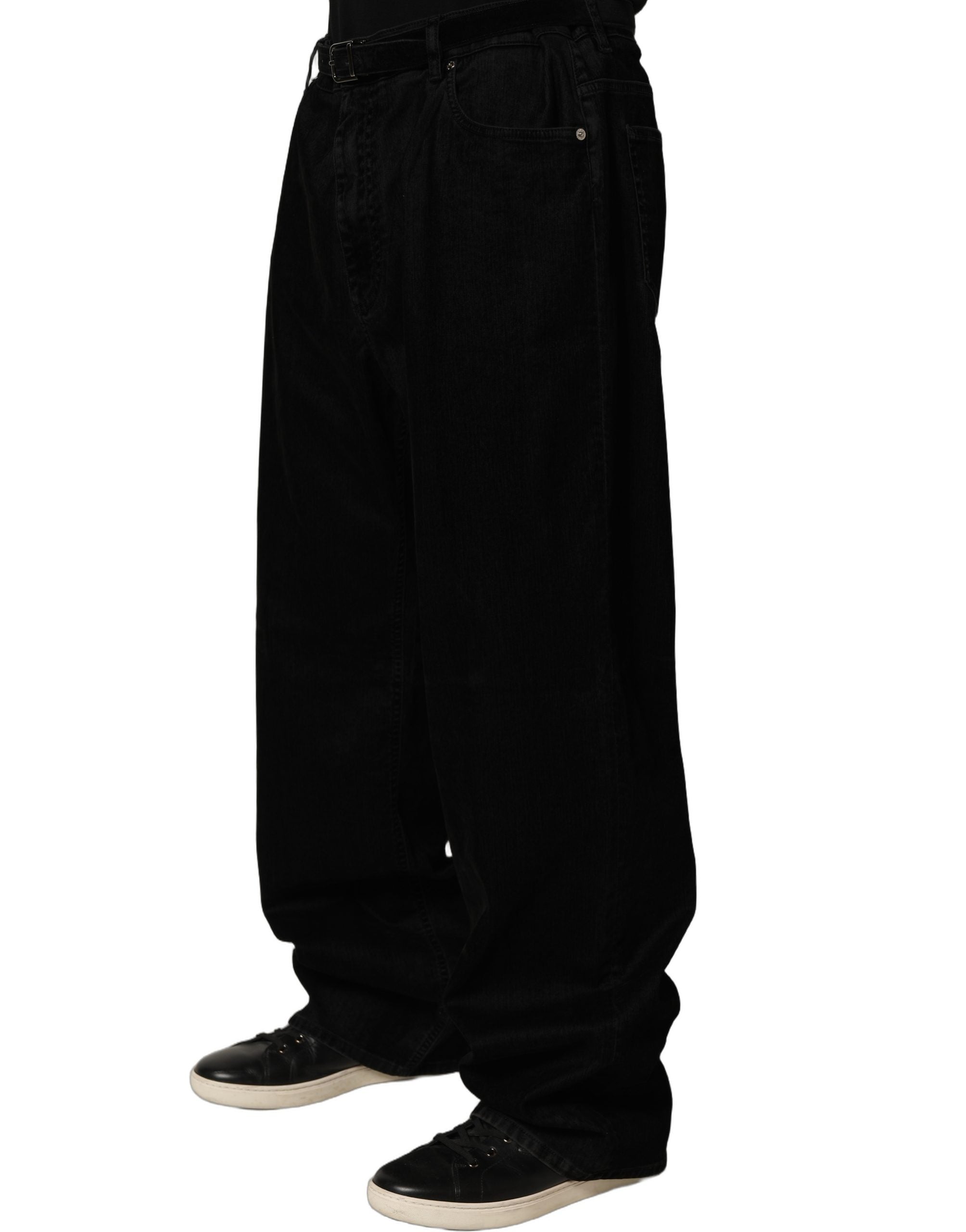 Dolce & Gabbana Schwarze Relaxed Wide Leg Herren Jeans aus Baumwolle