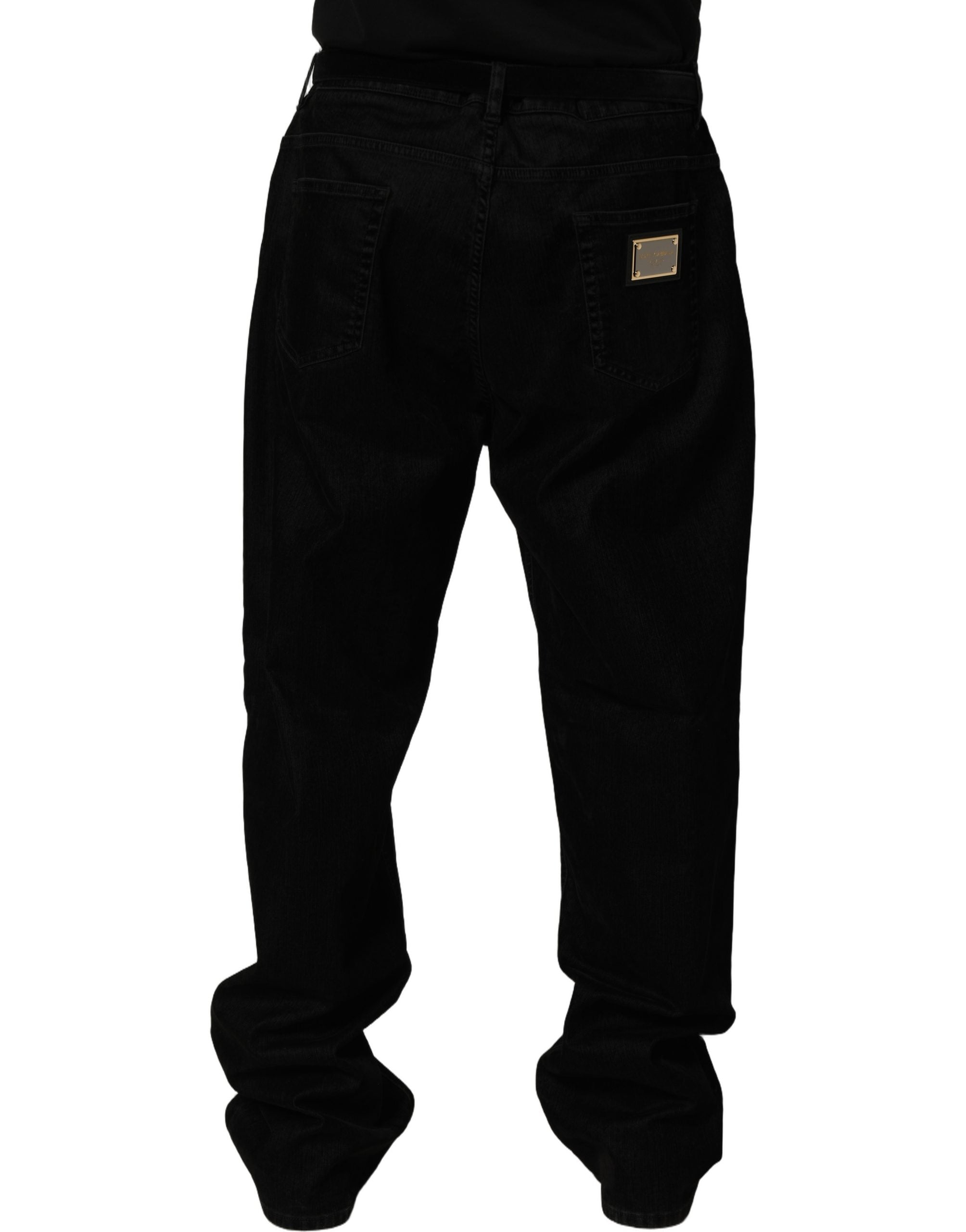 Dolce & Gabbana Schwarze Relaxed Wide Leg Herren Jeans aus Baumwolle