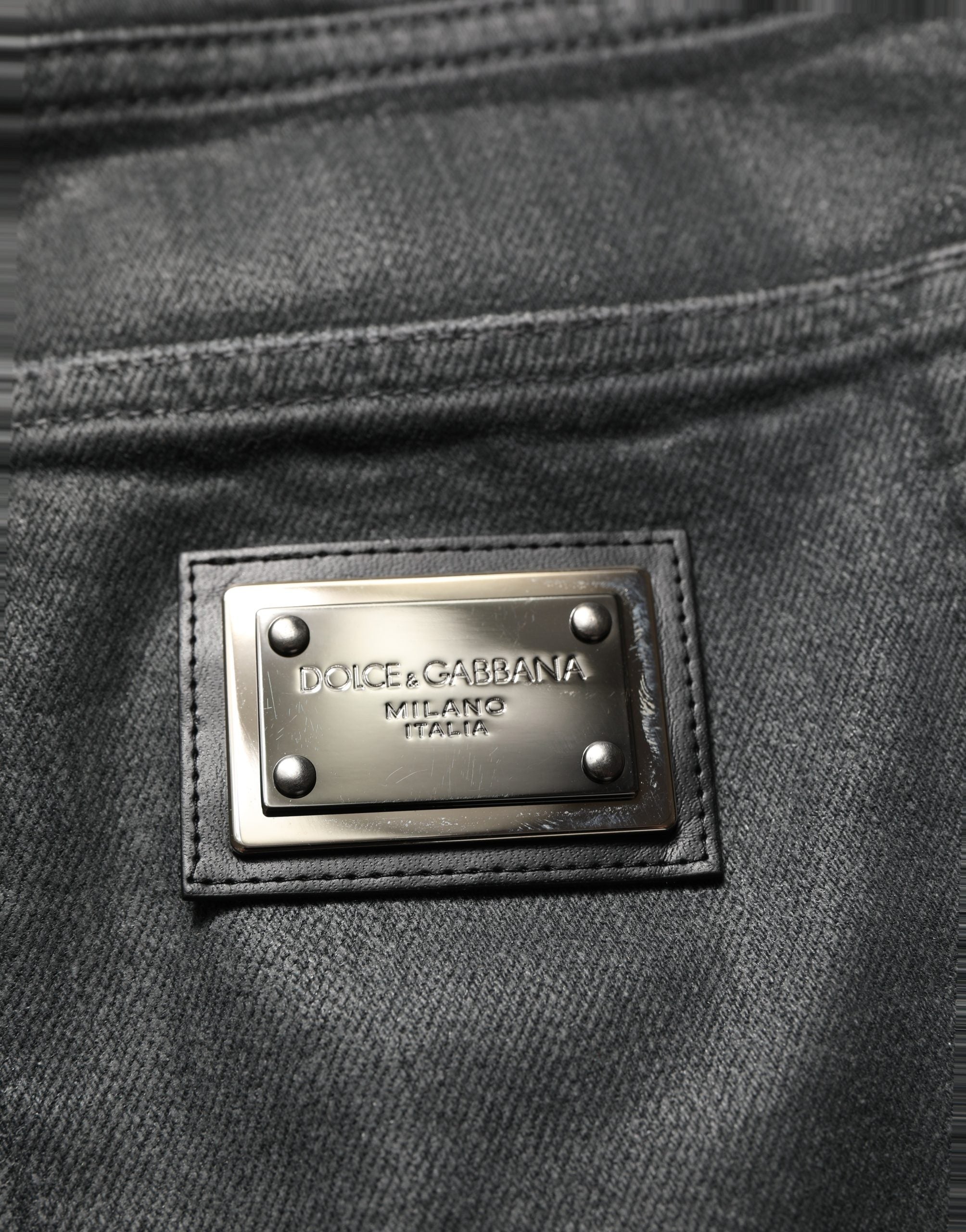 Dolce & Gabbana Dunkelgraue Baumwoll-Jeans für Herren, lockere Passform