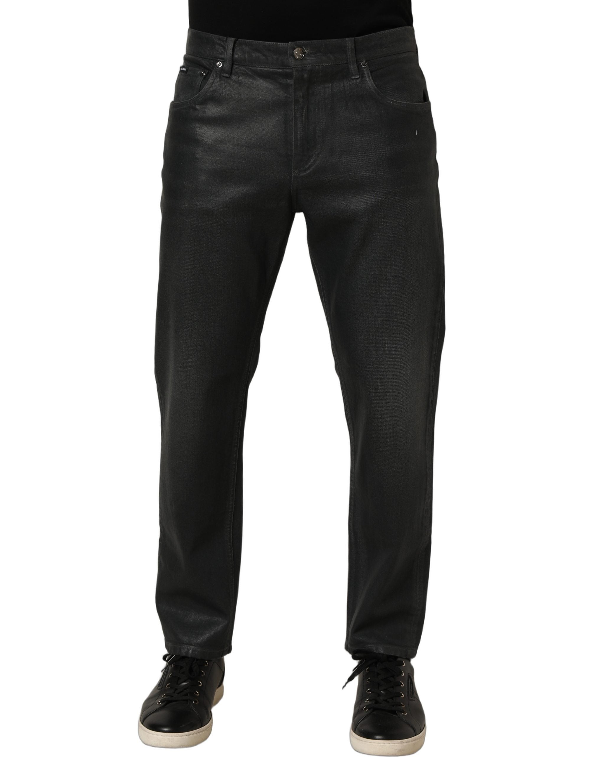 Dolce & Gabbana Dunkelgraue Baumwoll-Jeans für Herren, lockere Passform