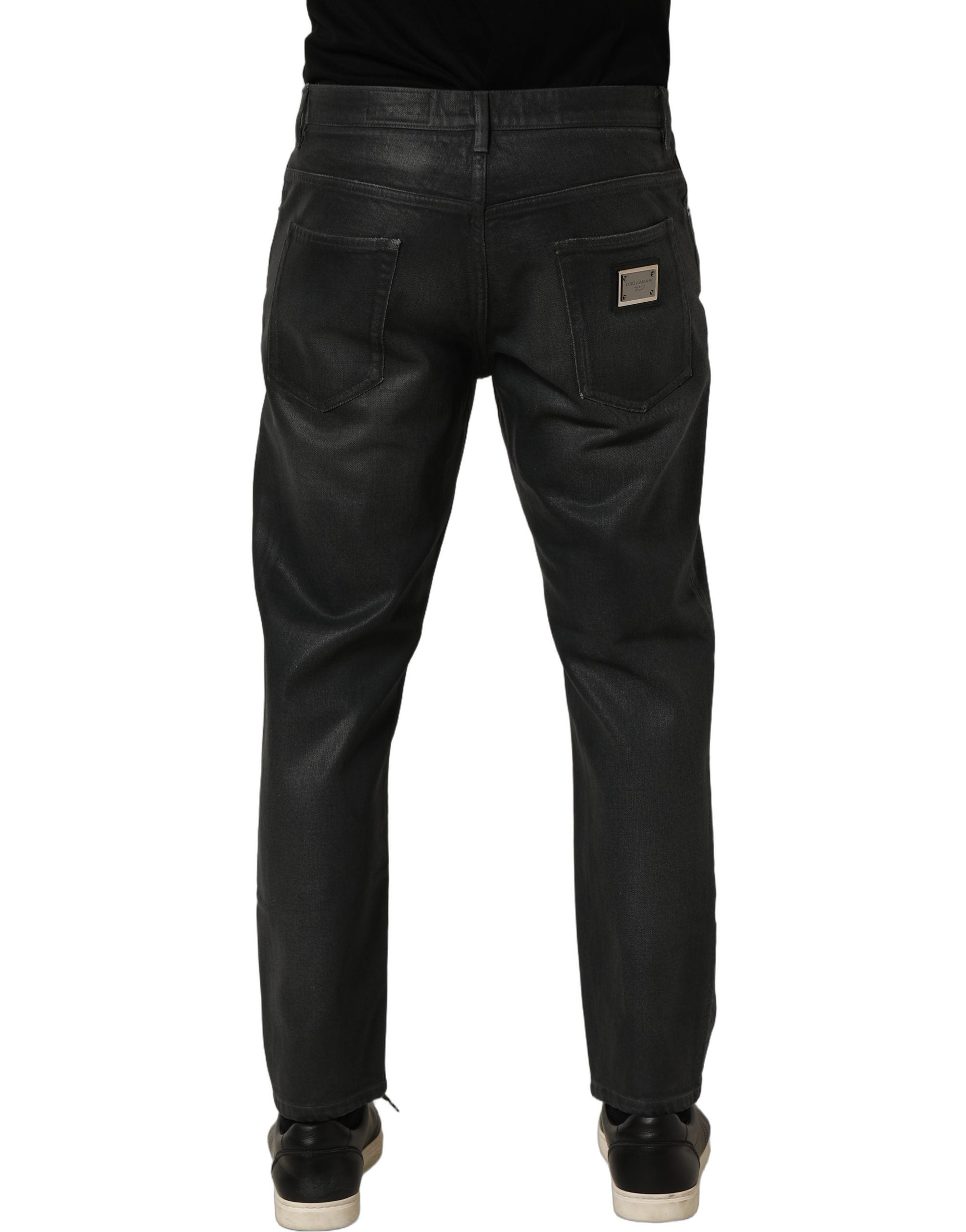 Dolce & Gabbana Dunkelgraue Baumwoll-Jeans für Herren, lockere Passform