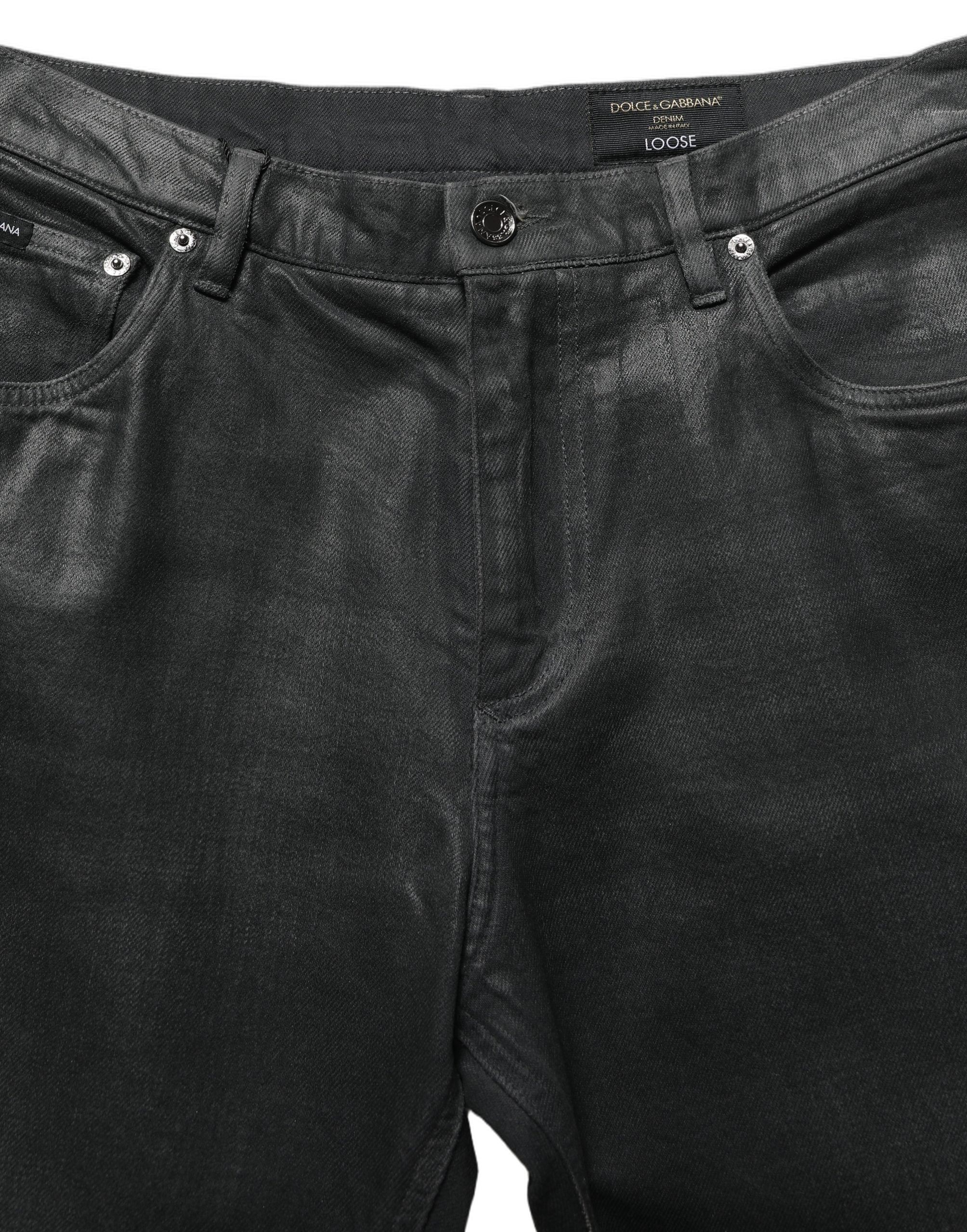 Dolce & Gabbana Dunkelgraue Baumwoll-Jeans für Herren, lockere Passform