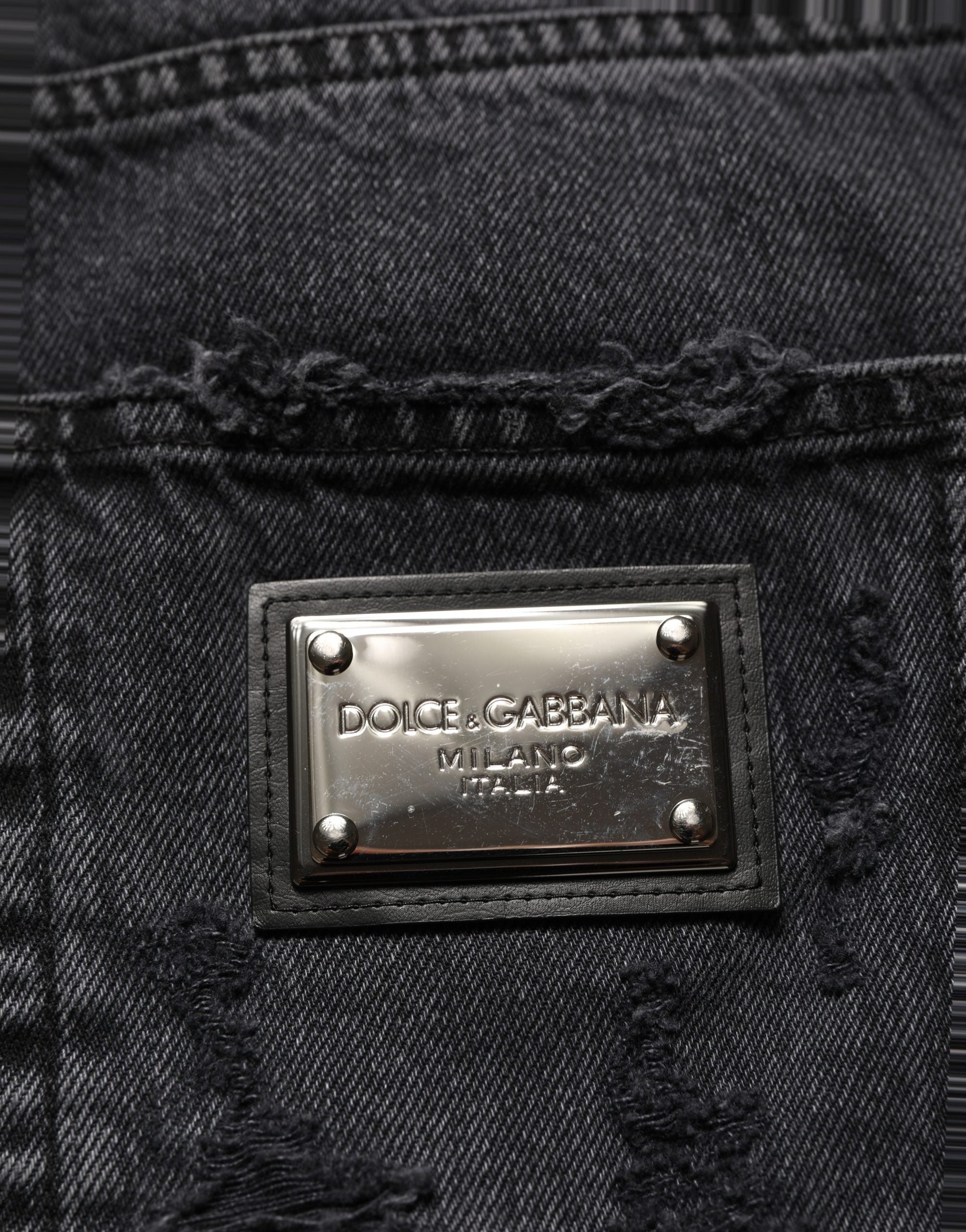 Dolce & Gabbana Dunkelgraue Baumwoll-Jeans für Herren mit Rissen