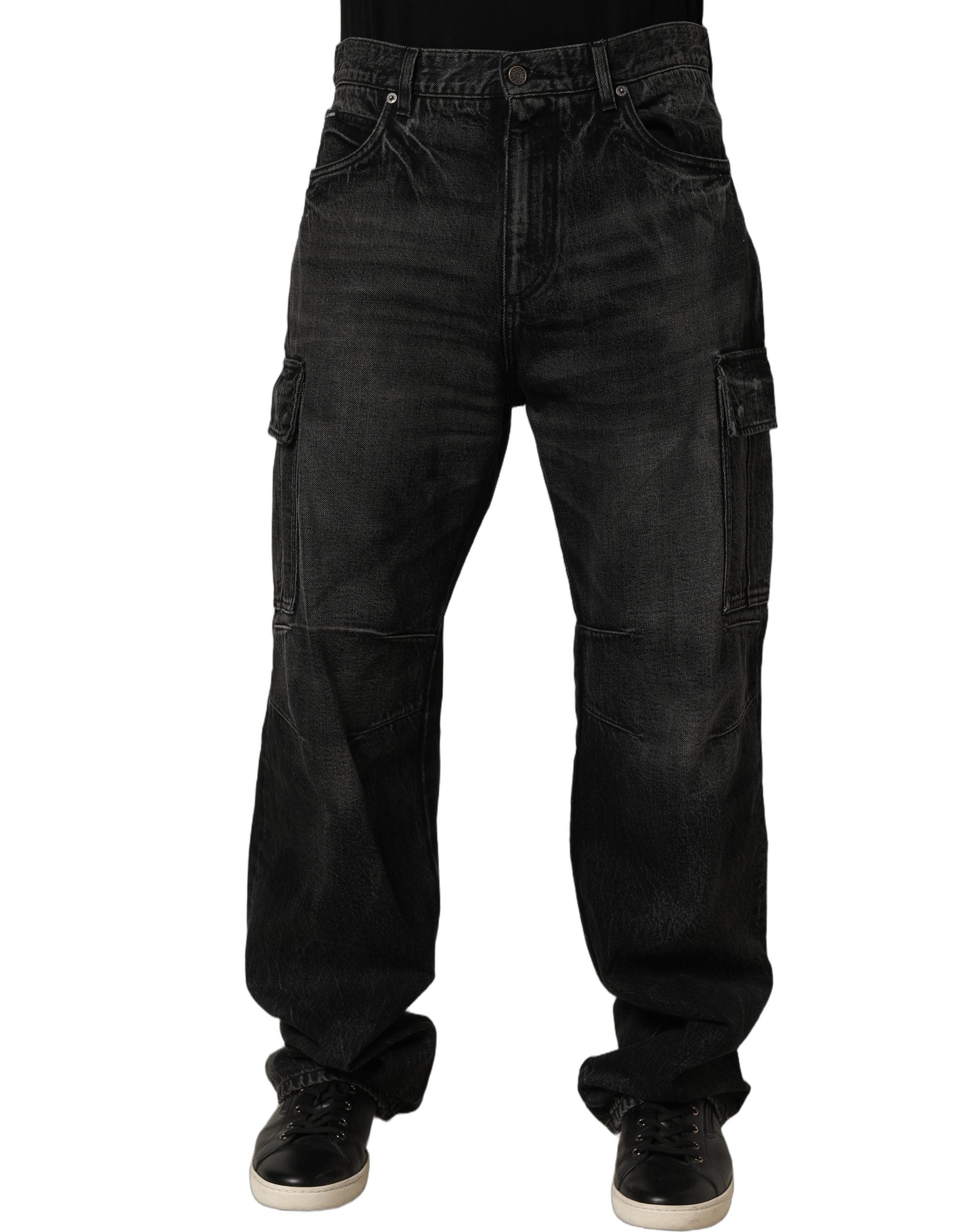 Dolce & Gabbana Dunkelgraue Baggy Cargo Jeans aus Baumwolle für Herren
