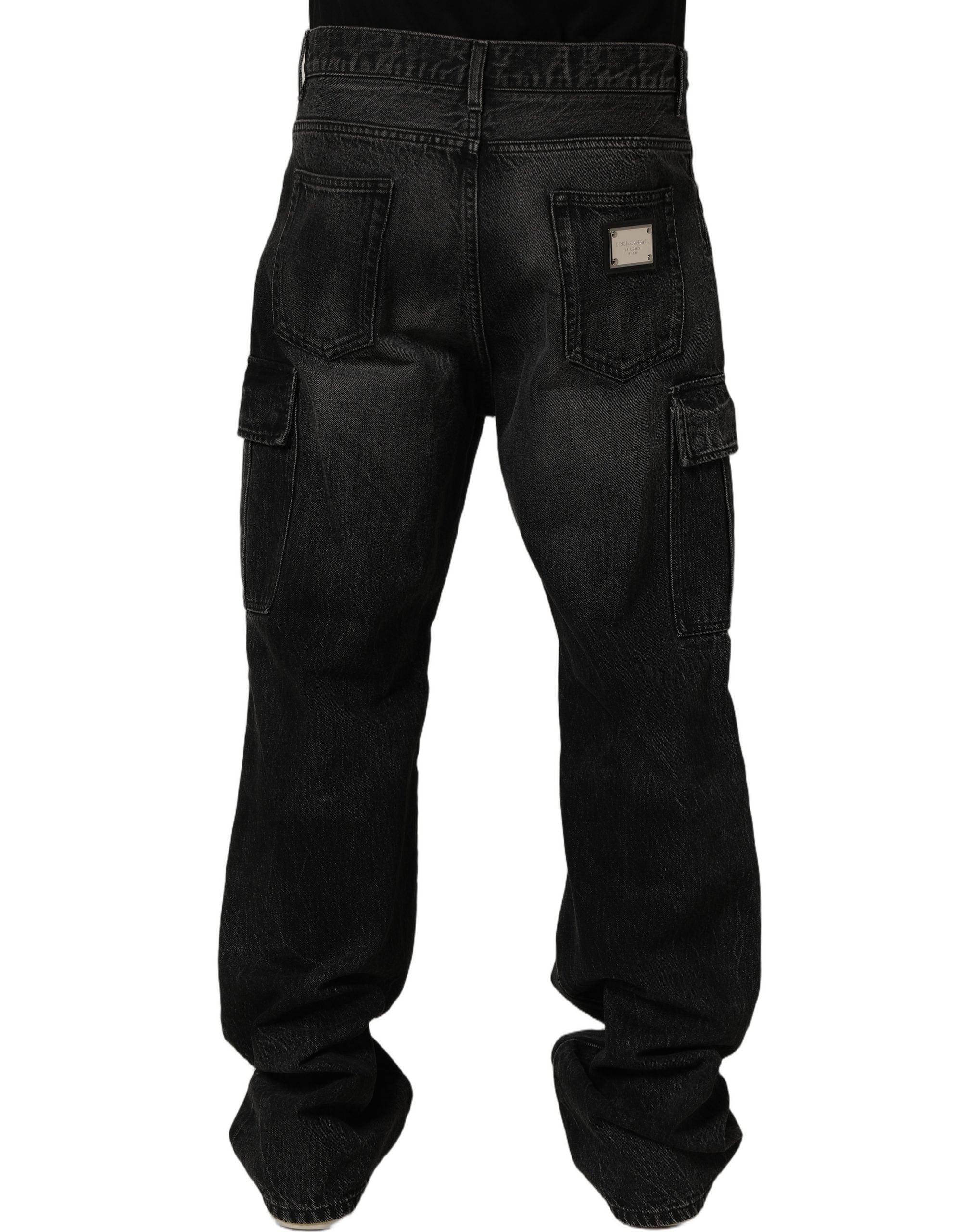 Dolce & Gabbana Dunkelgraue Baggy Cargo Jeans aus Baumwolle für Herren