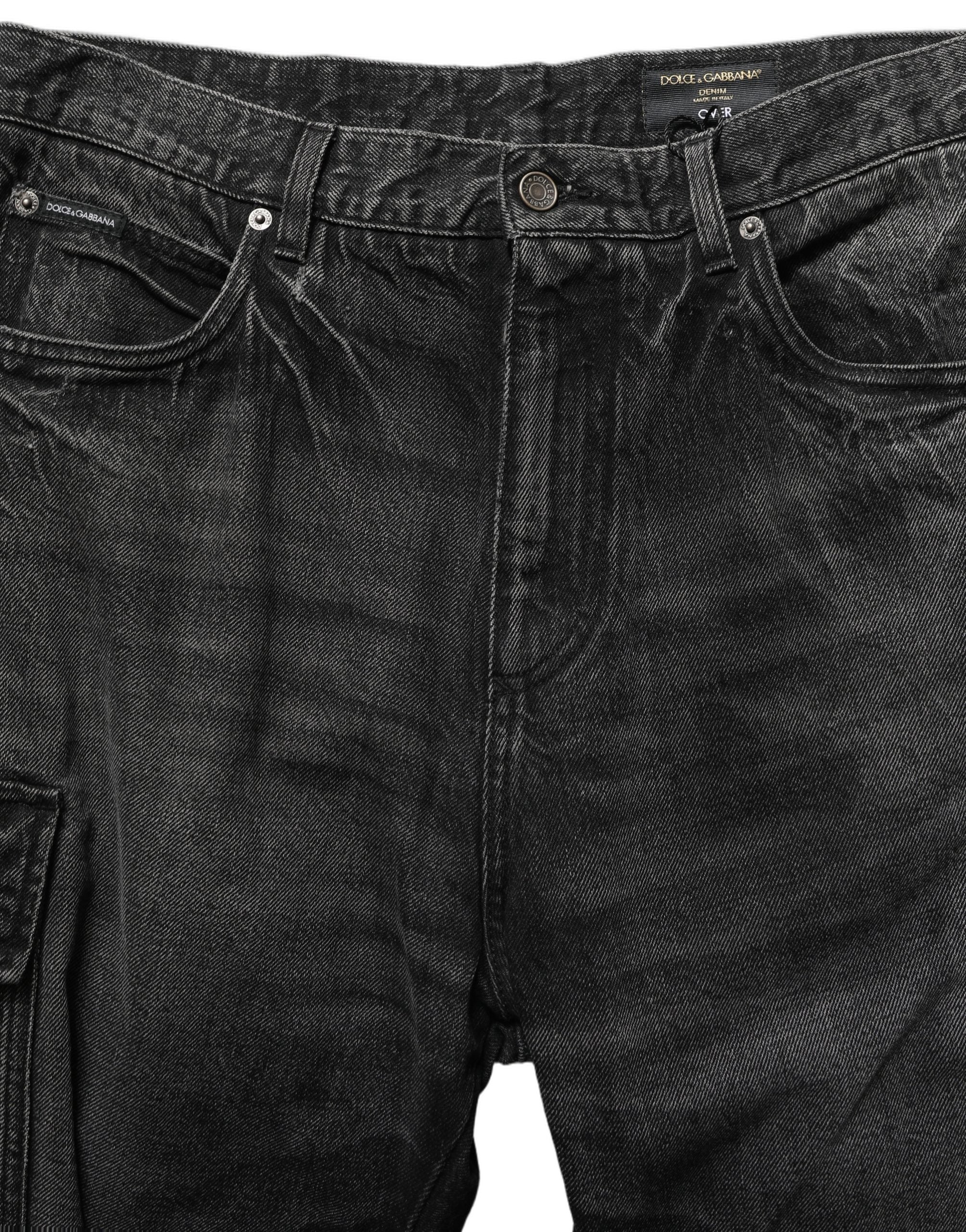 Dolce & Gabbana Dunkelgraue Baggy Cargo Jeans aus Baumwolle für Herren
