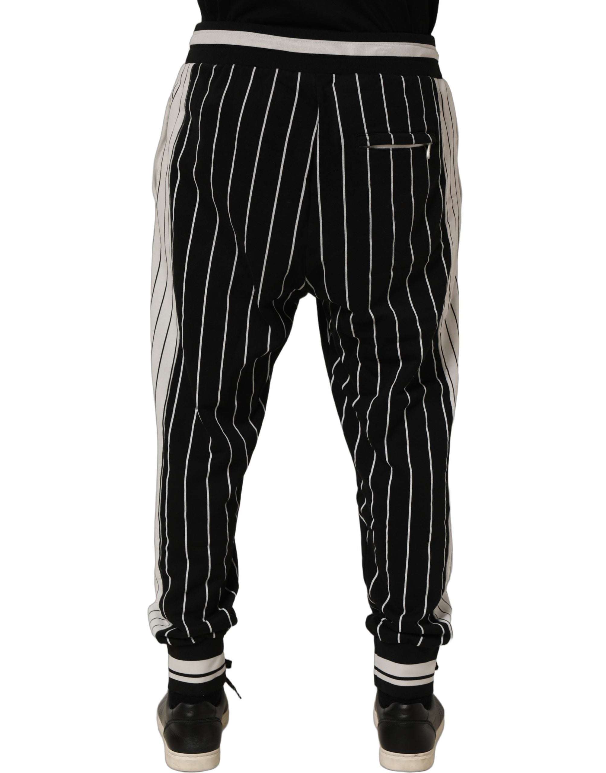 Dolce & Gabbana Schwarze gestreifte DG Patch Herren Jogginghose