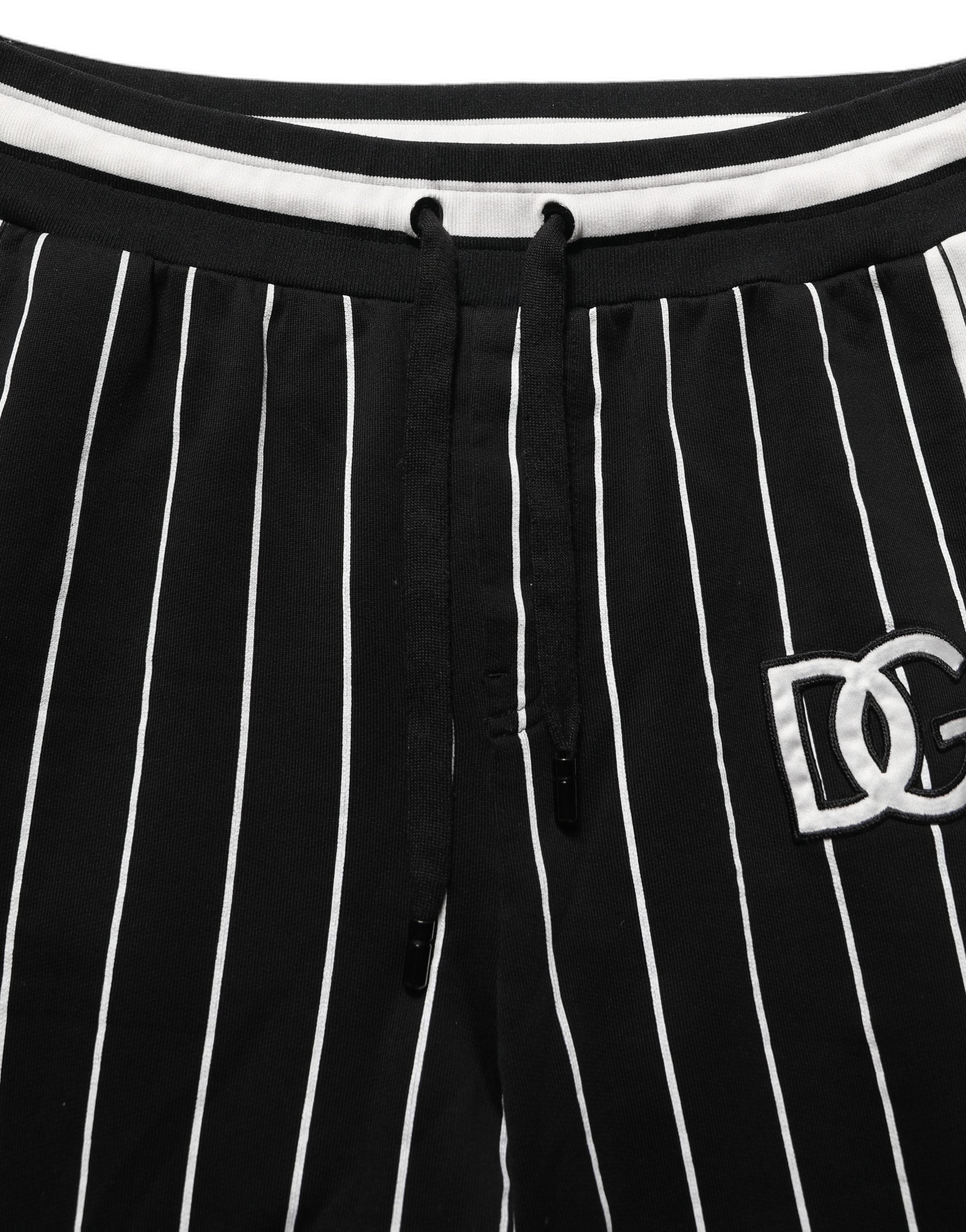 Dolce & Gabbana Schwarze gestreifte DG Patch Herren Jogginghose