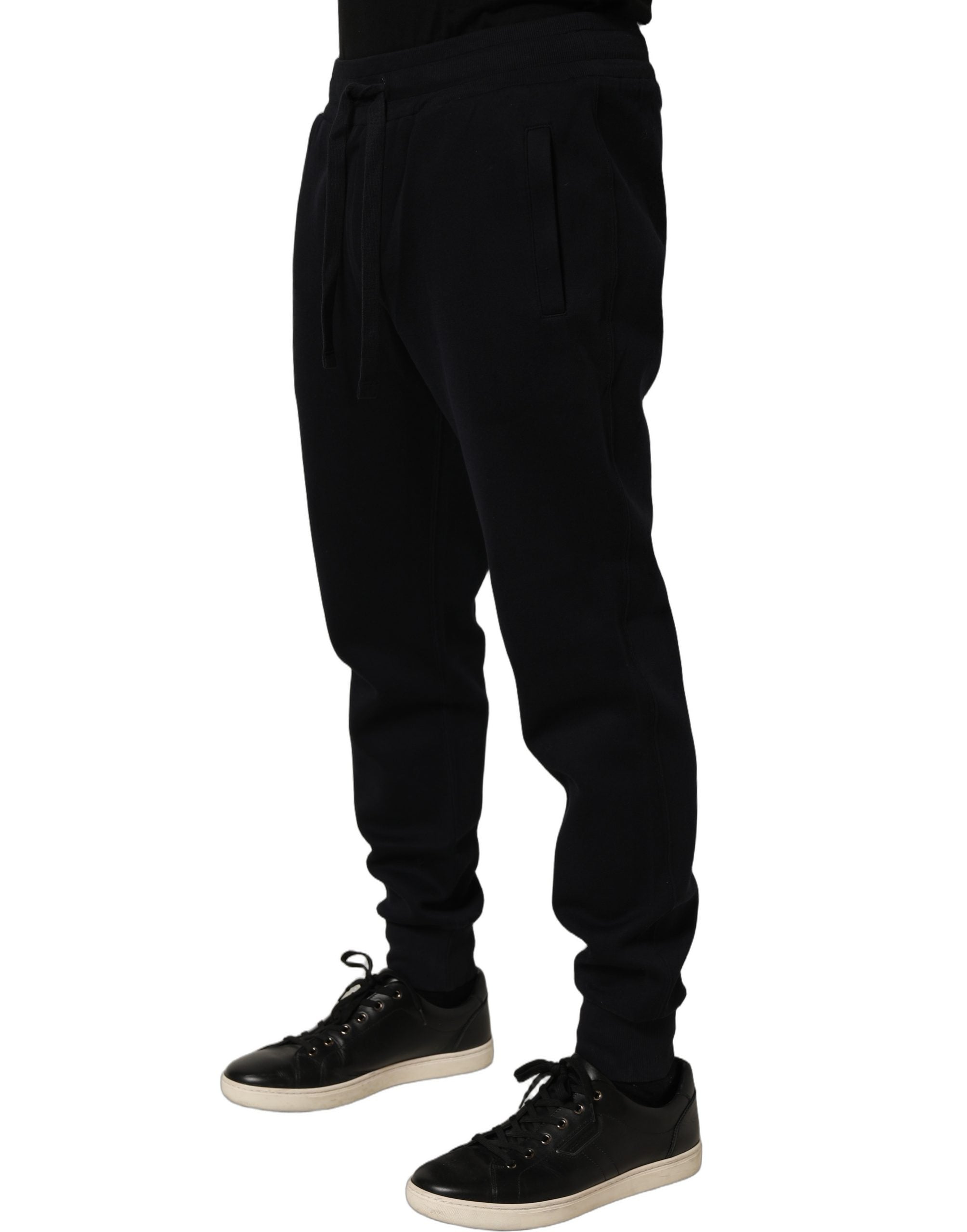 Dolce & Gabbana Blaue Baumwoll-Jogginghose mit Kordelzug