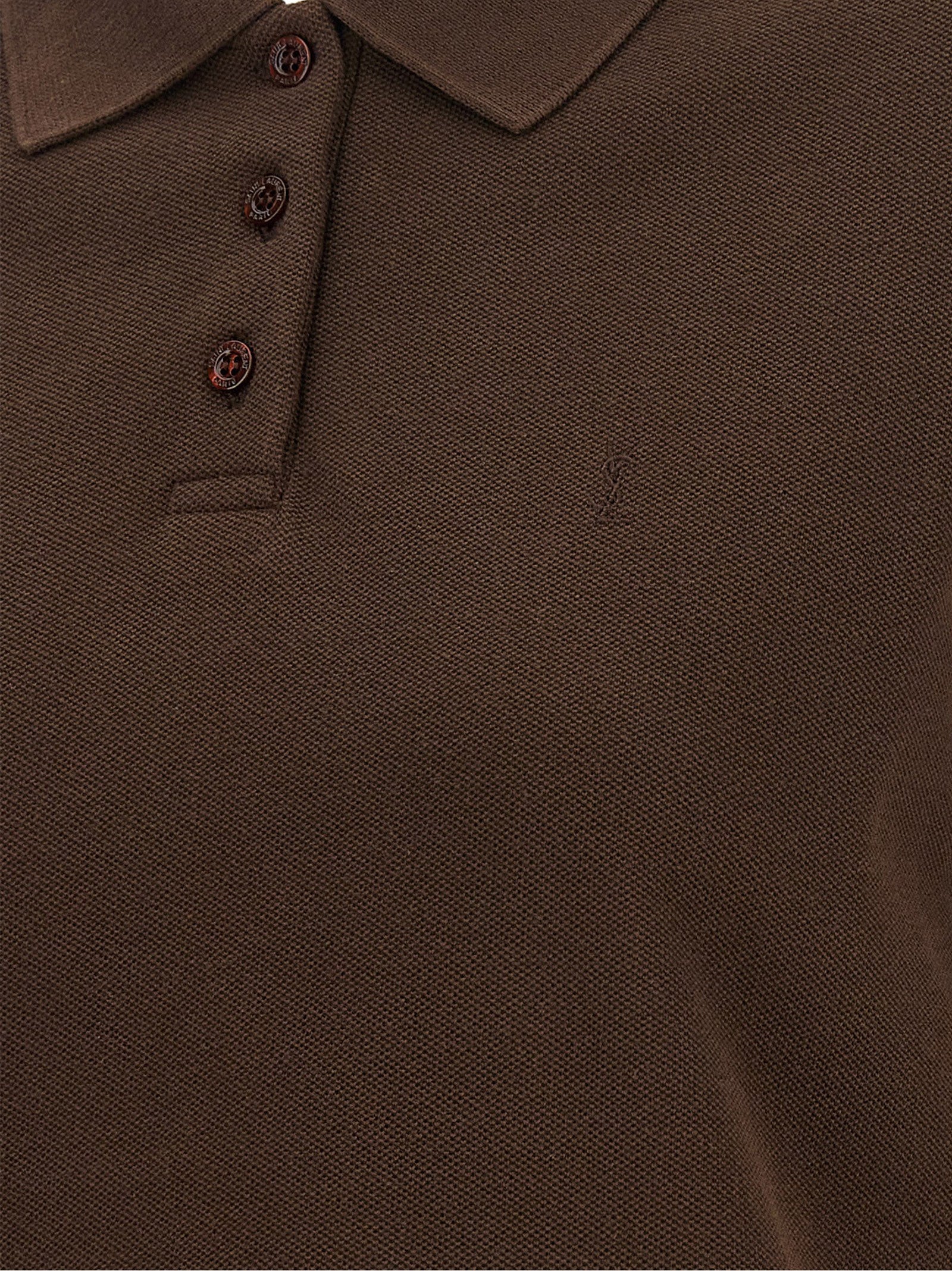 Saint Laurent Braunes Baumwoll-Polohemd
