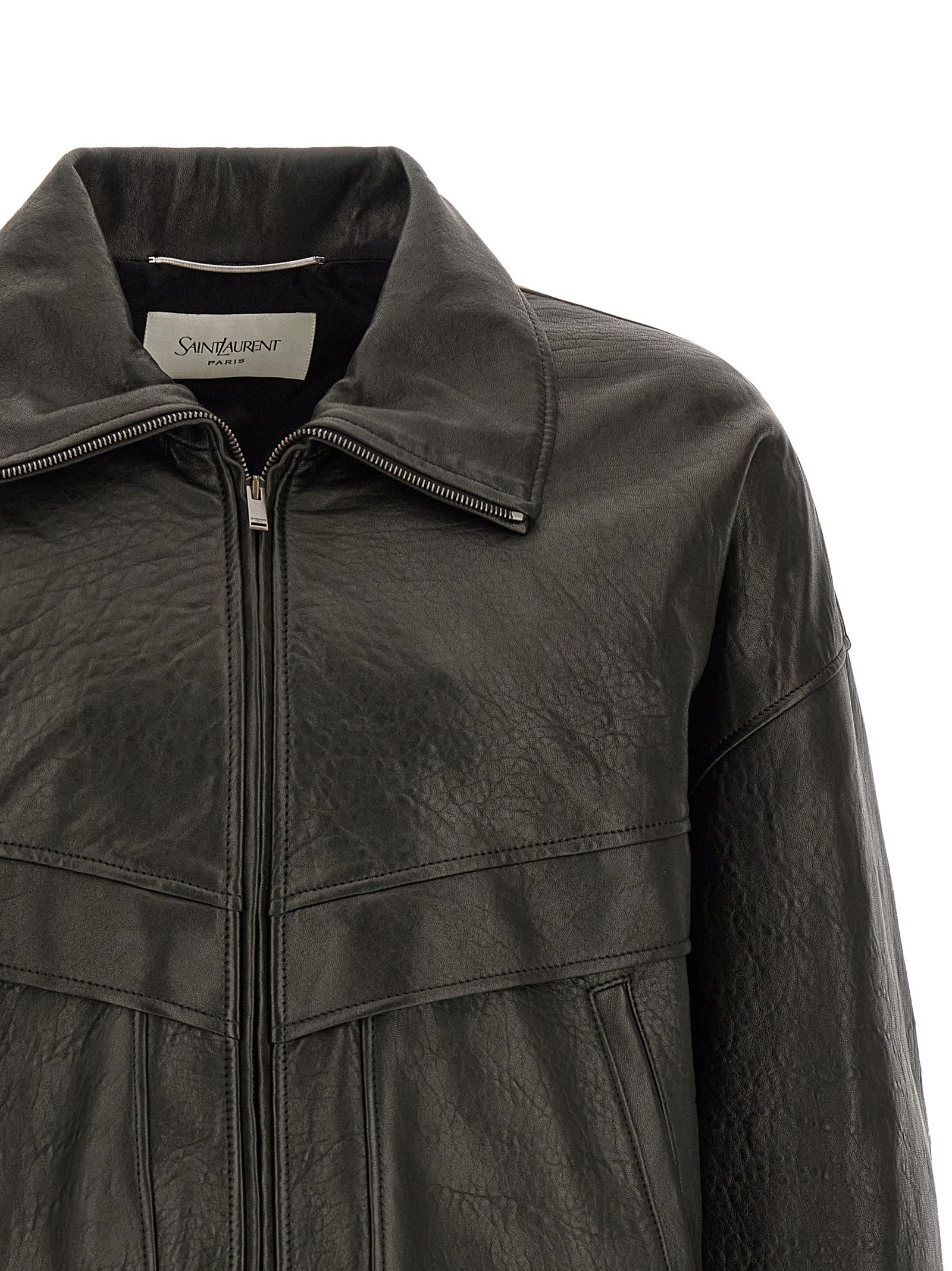 Saint Laurent Schwarze Lammlederjacke