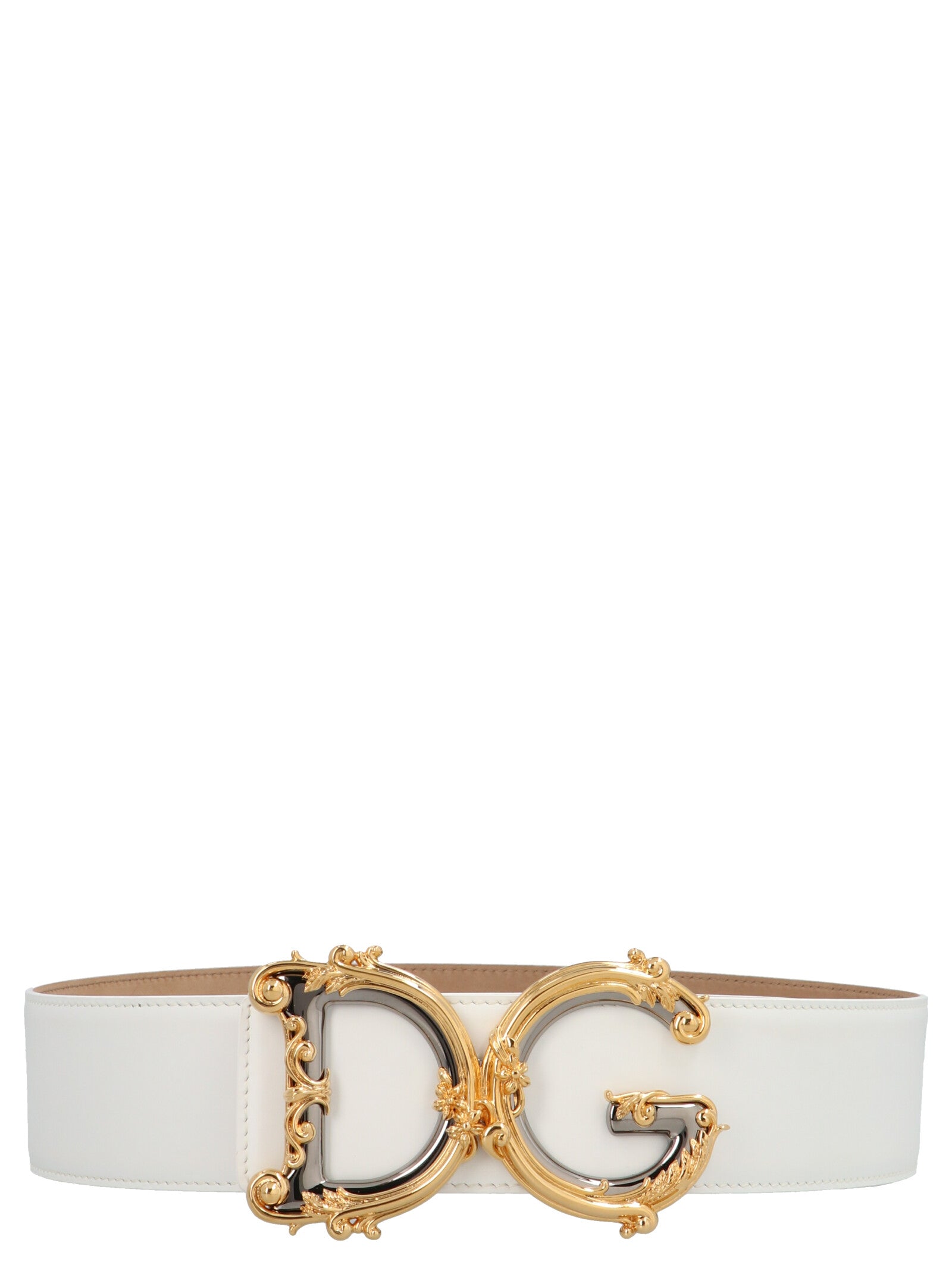 Dolce & Gabbana Weißer Kalbsleder Gürtel mit hoher Taille