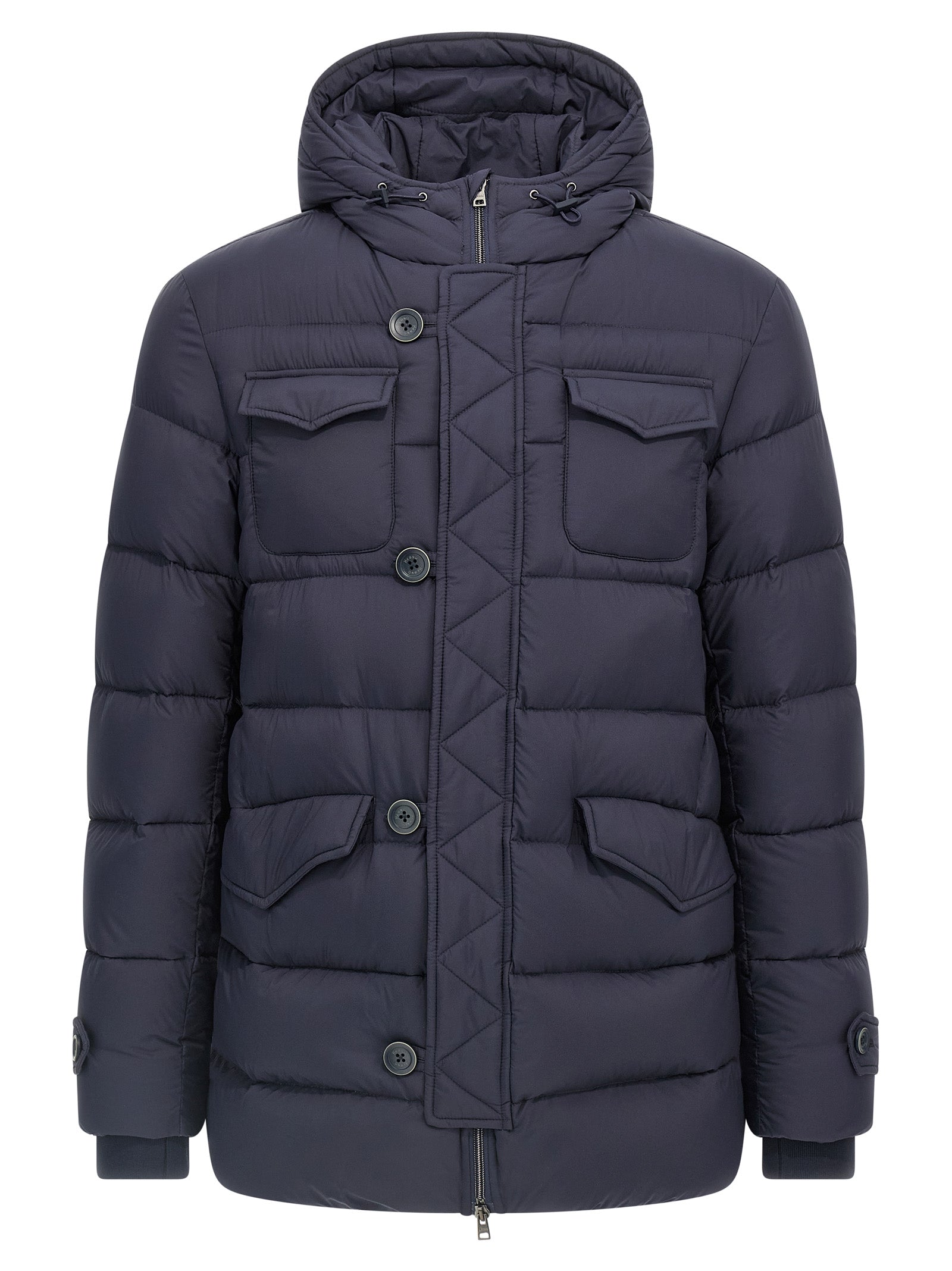 Herno Blaue Polyamid-Jacke in voller Länge