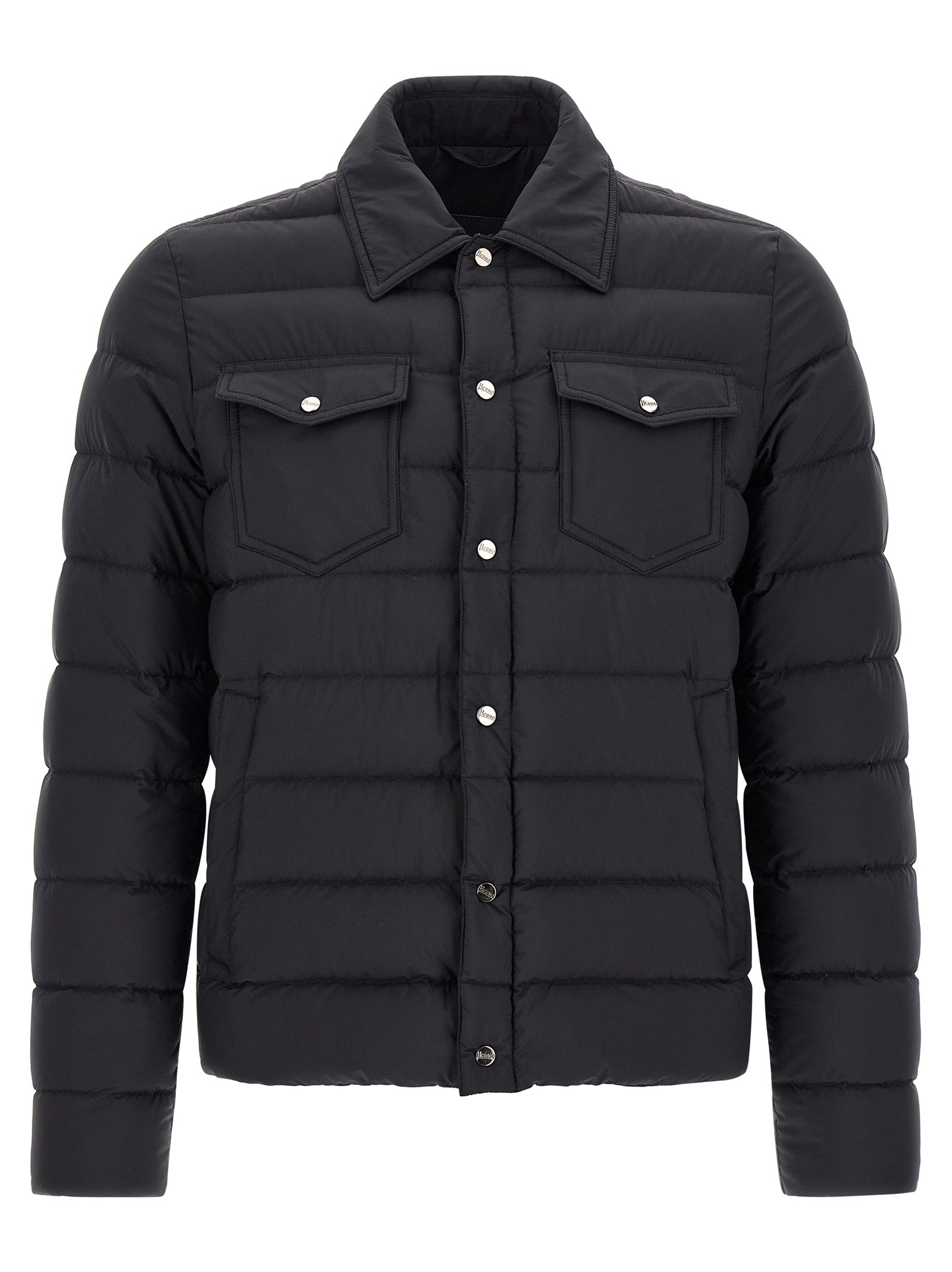 Herno Schwarze Polyamid-Jacke in voller Länge