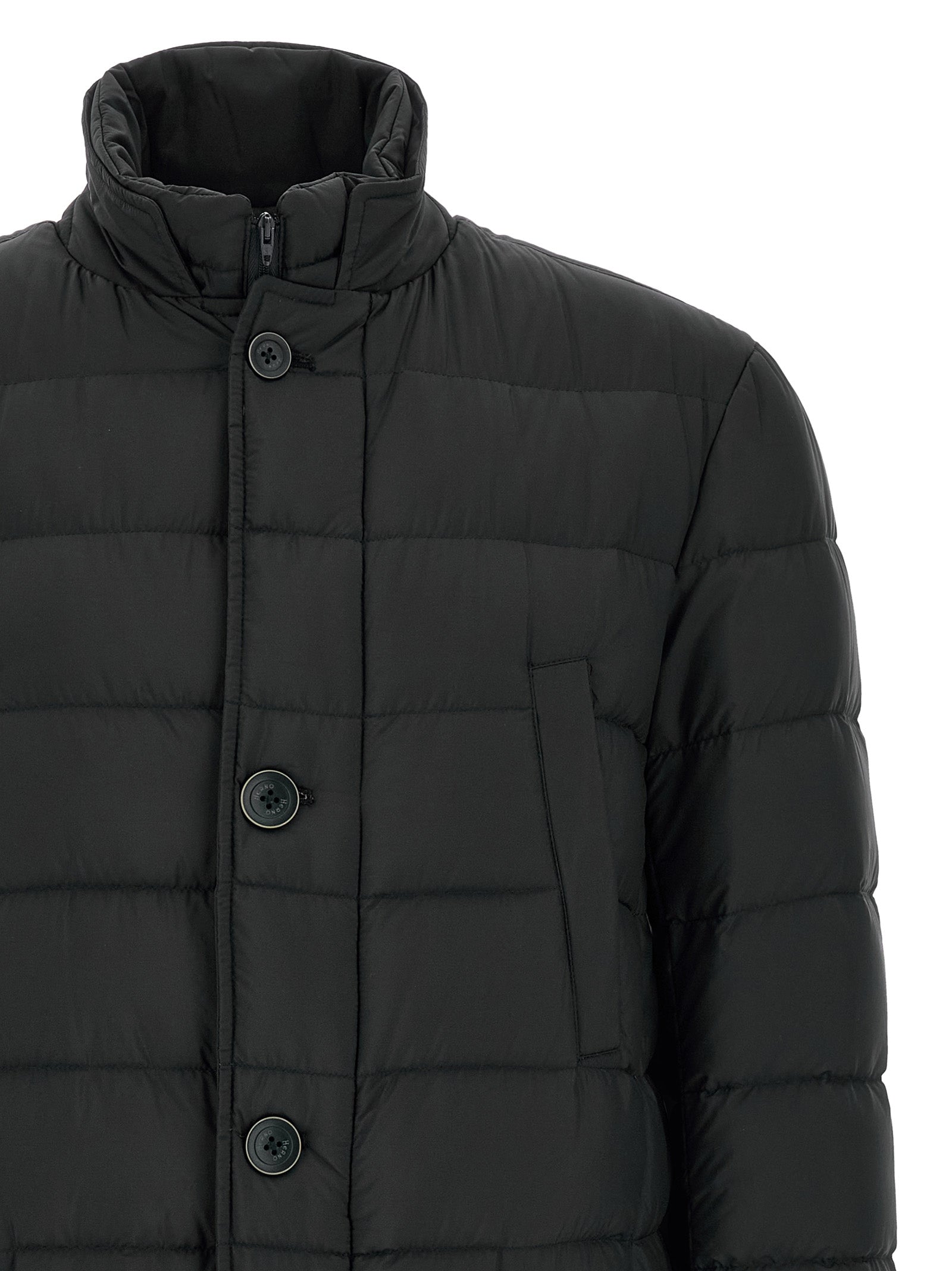 Herno Schwarze Polyamid-Jacke in voller Länge