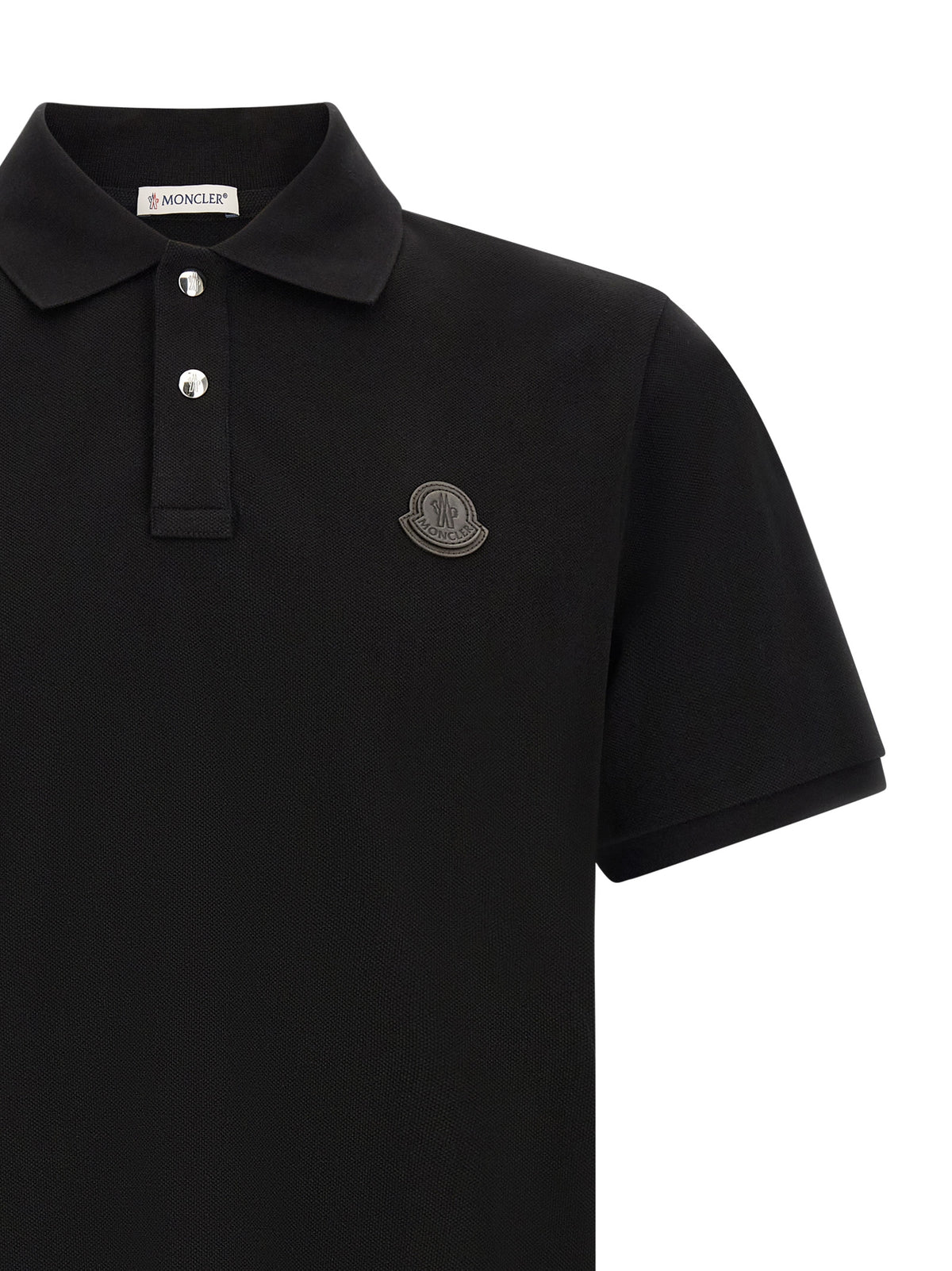 Moncler Schwarzes Poloshirt aus Leder
