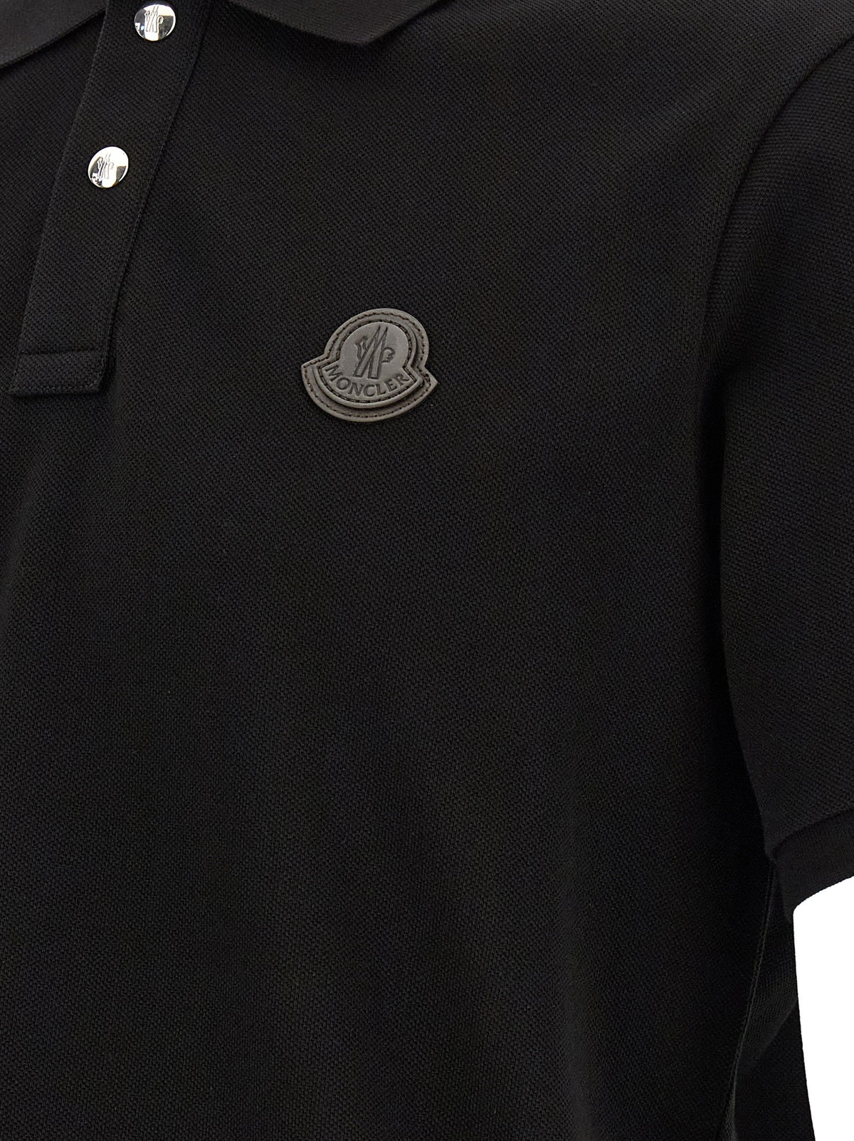 Moncler Schwarzes Poloshirt aus Leder