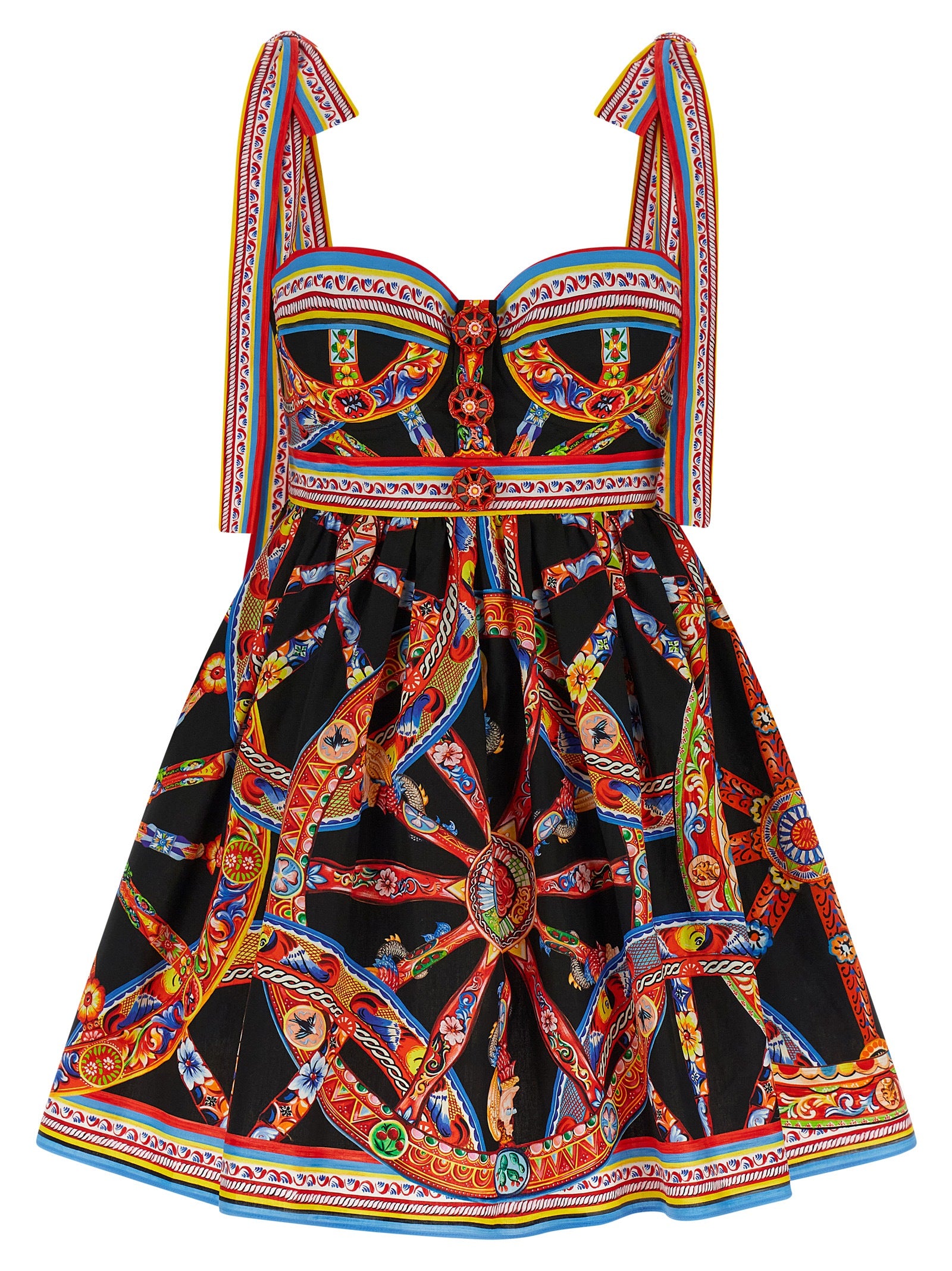 Dolce & Gabbana Kurzes Kleid aus mehrfarbiger Baumwolle