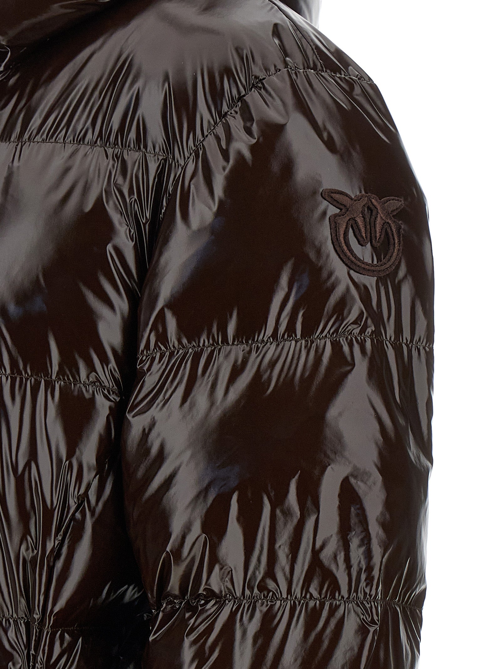 PINKO Braune Polyamid-Jacke in voller Länge