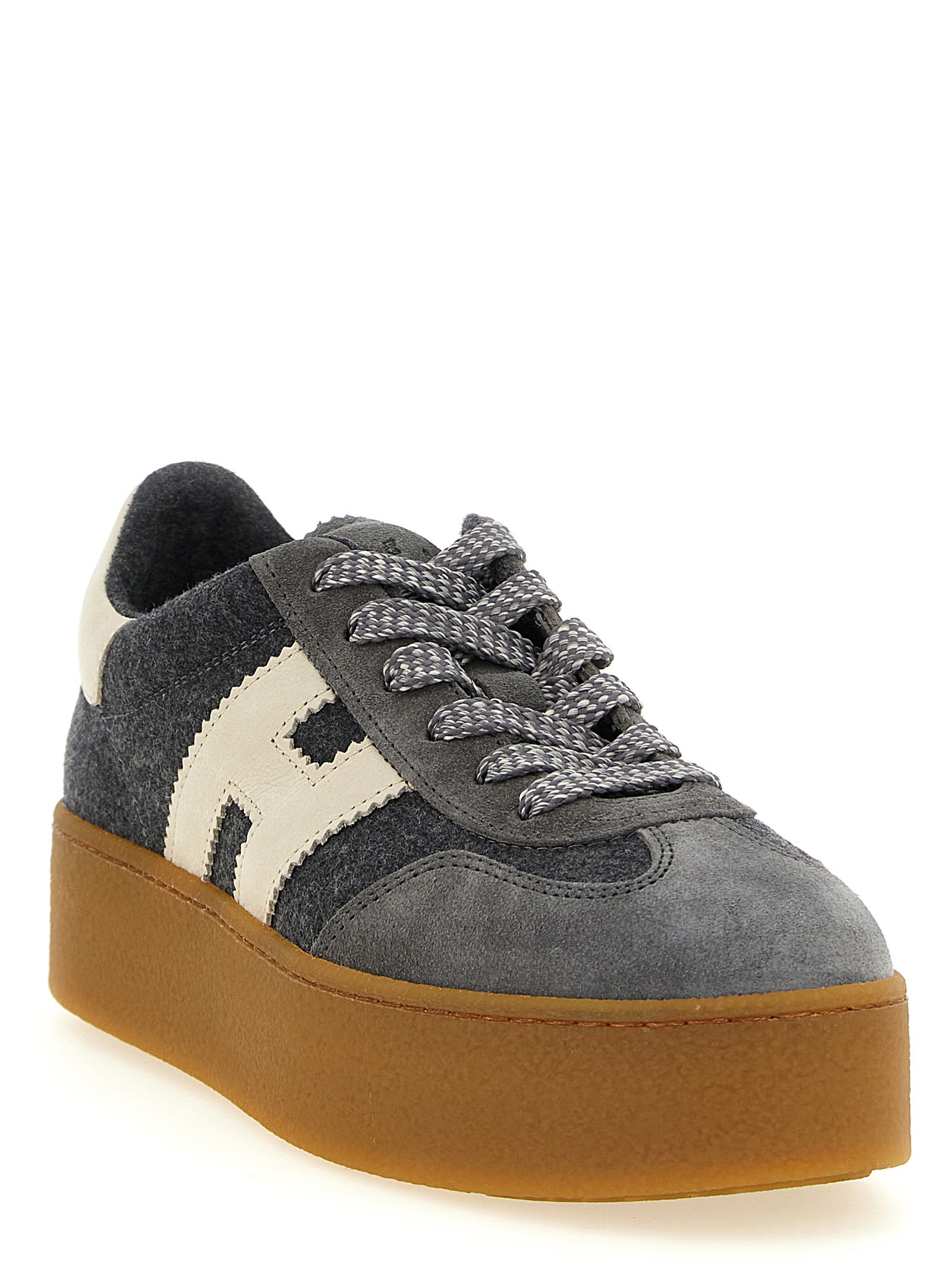 Hogan Graue Woll-Sneaker mit Plateau