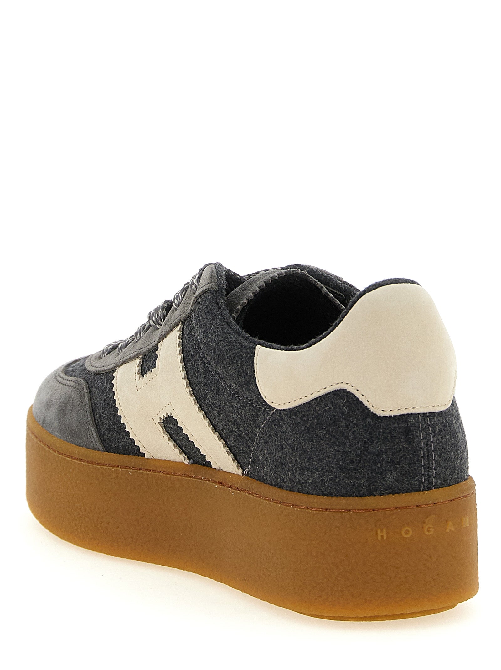 Hogan Graue Woll-Sneaker mit Plateau