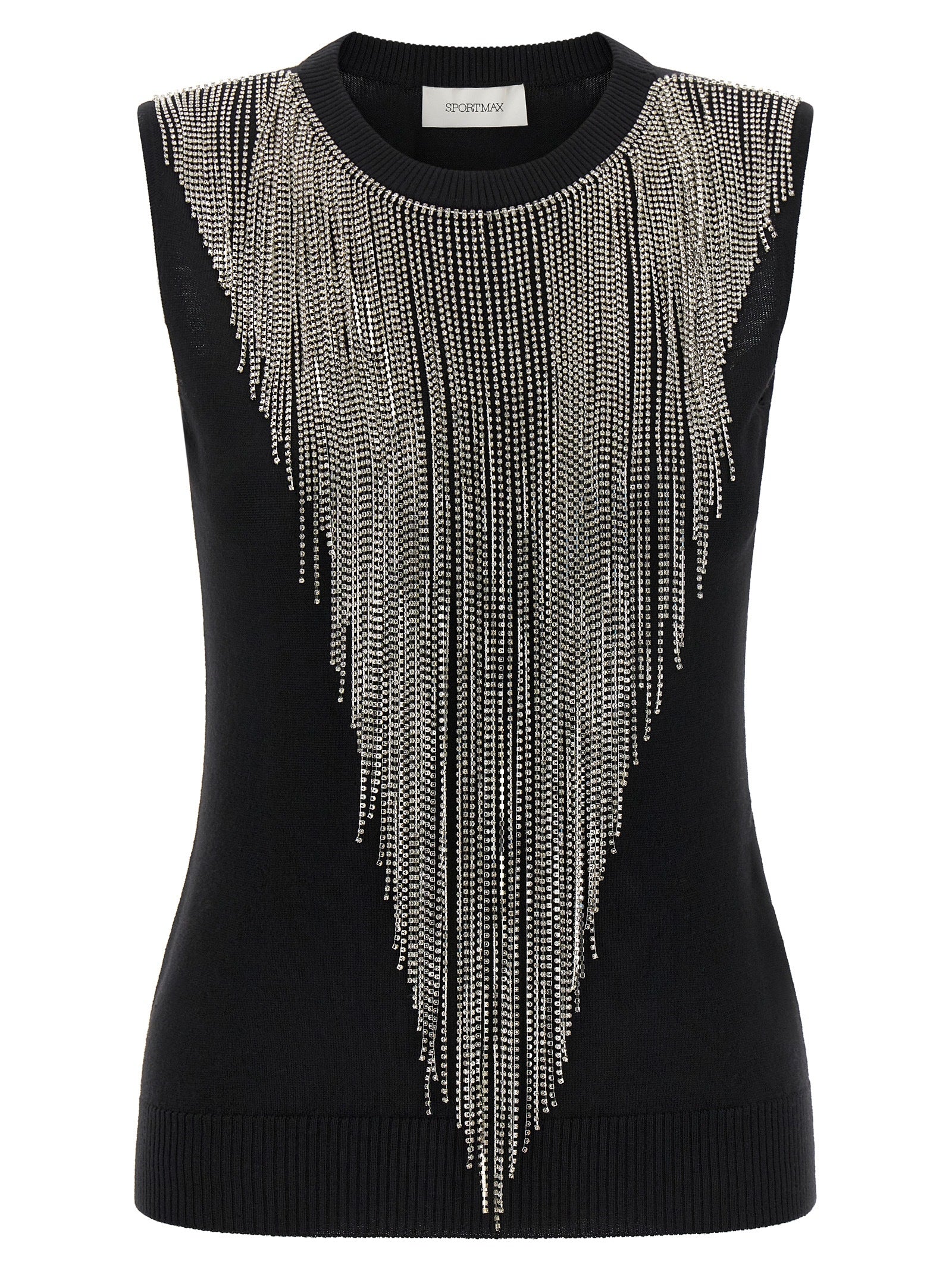 Sportmax Schwarze Tanktops aus reiner Schurwolle