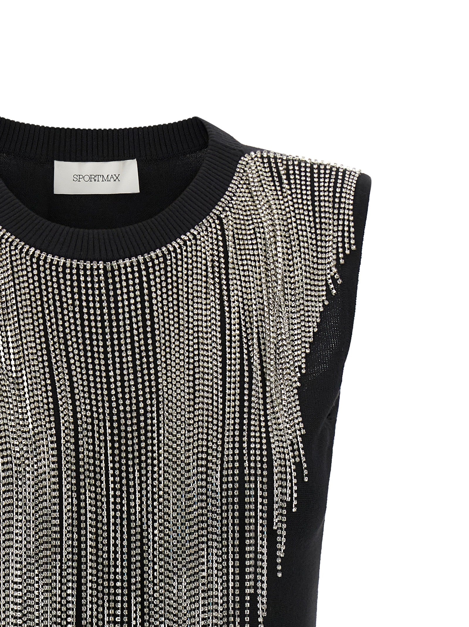 Sportmax Schwarze Tanktops aus reiner Schurwolle