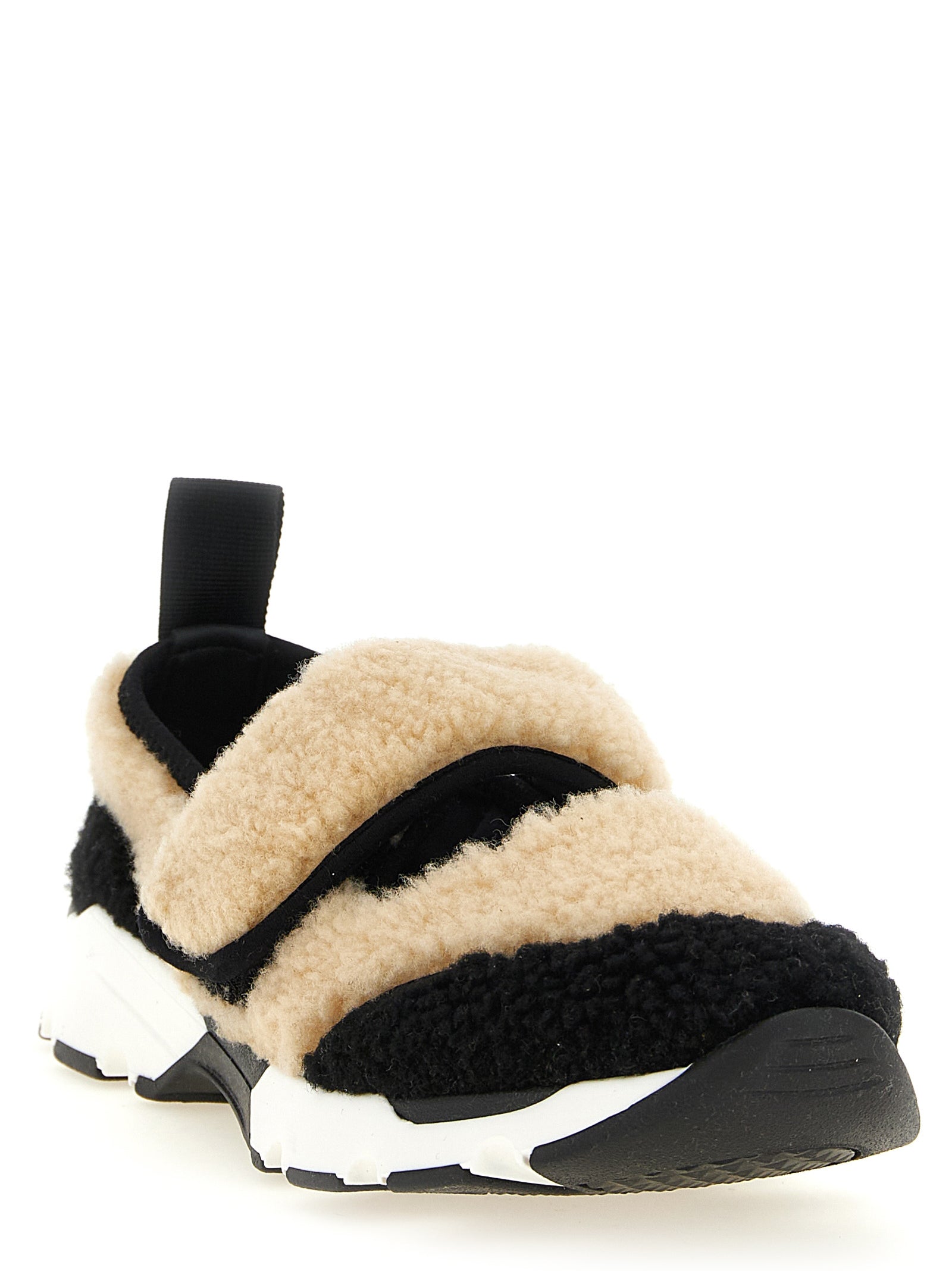 Marni Zweifarbige Lammleder-Sneaker mit klobiger Sohle