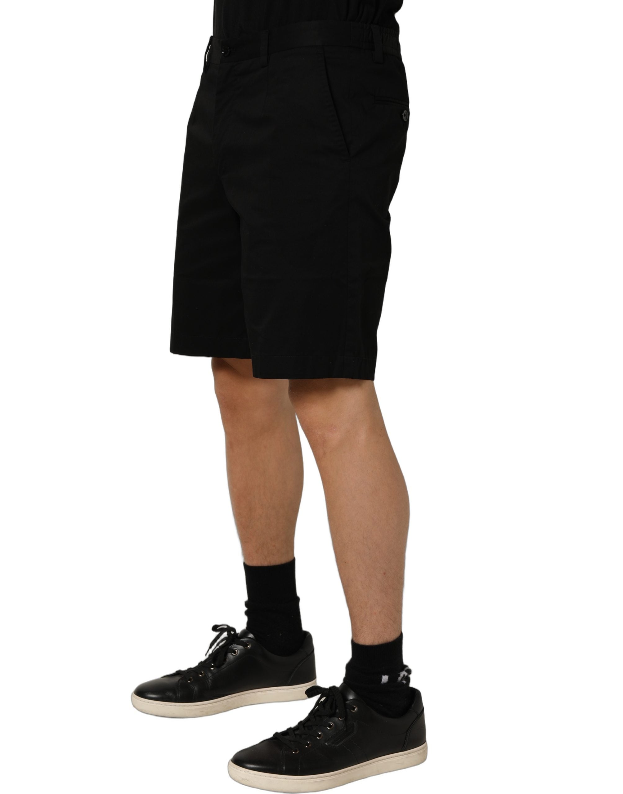 Dolce & Gabbana Schwarze Baumwoll-Bermudashorts für Herren mit mittlerer Leibhöhe