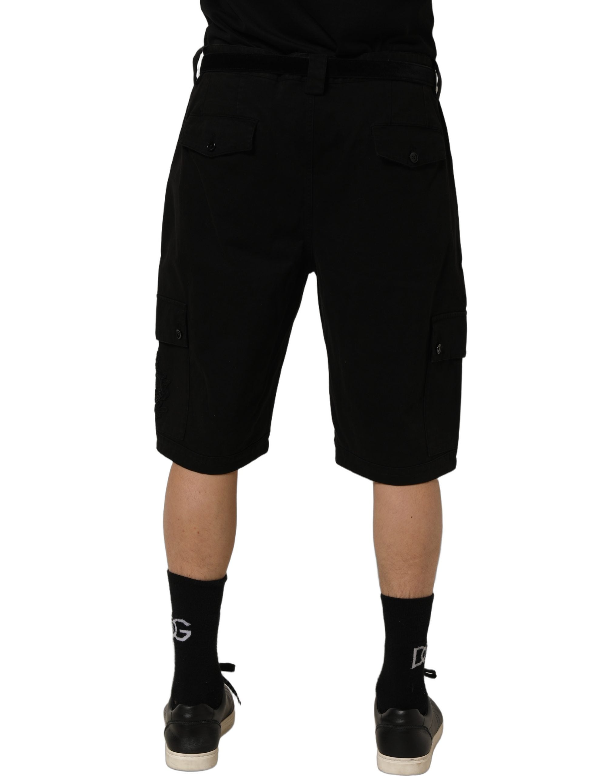 Dolce & Gabbana Schwarze Cargoshorts aus Baumwolle mit mittlerer Taille für Herren