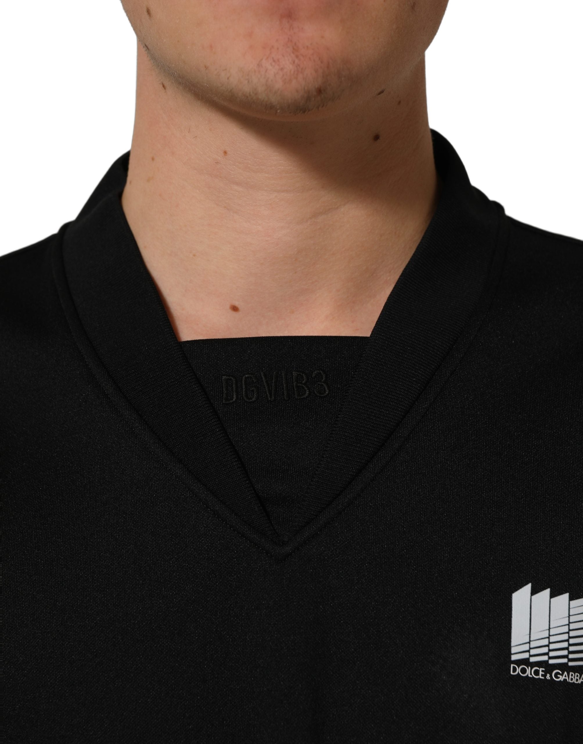 Dolce & Gabbana Schwarzes Oversized Jersey-T-Shirt DGVIB3 aus Polyester