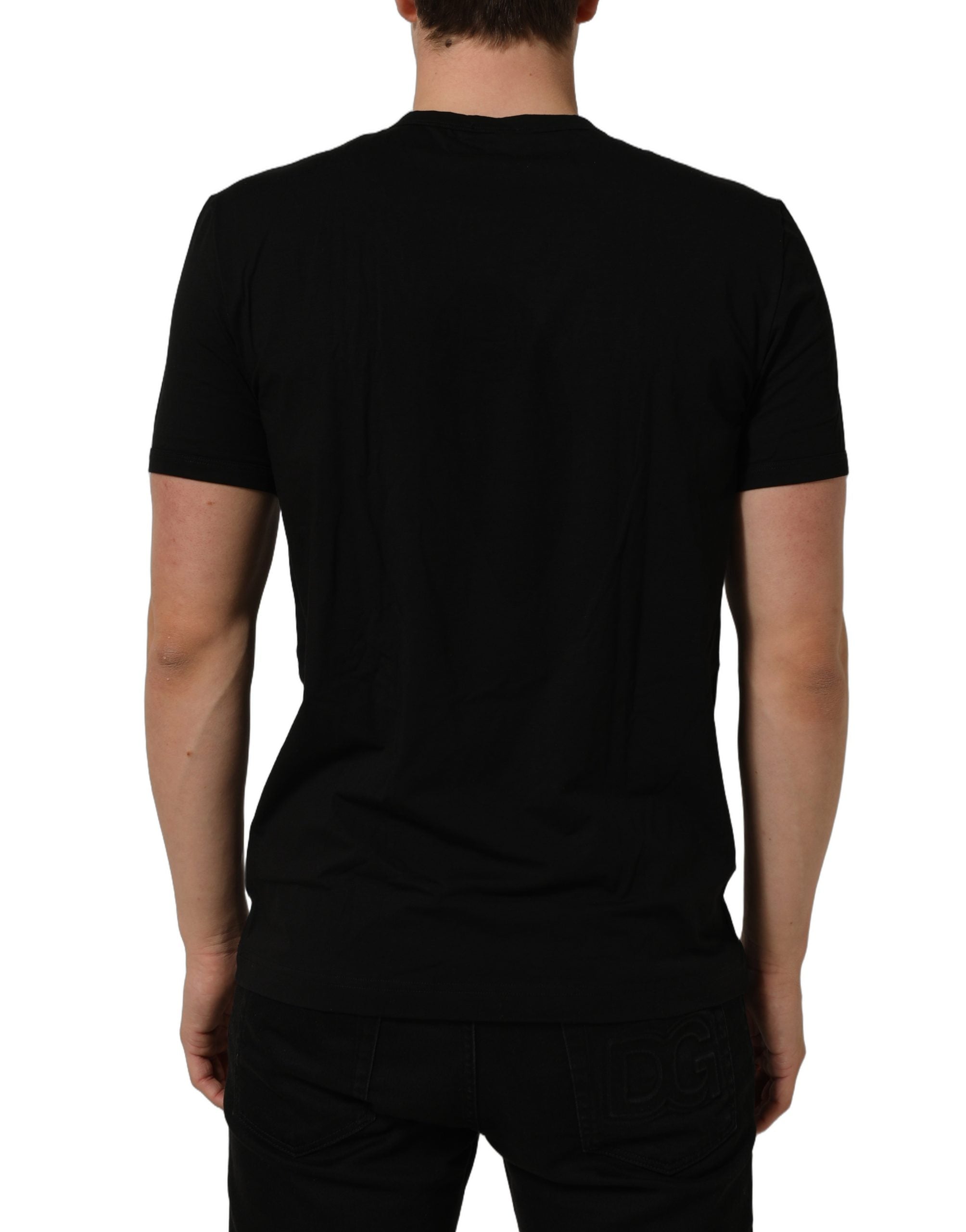 Dolce & Gabbana Herren-T-Shirt Black Crown mit Henley-Ausschnitt