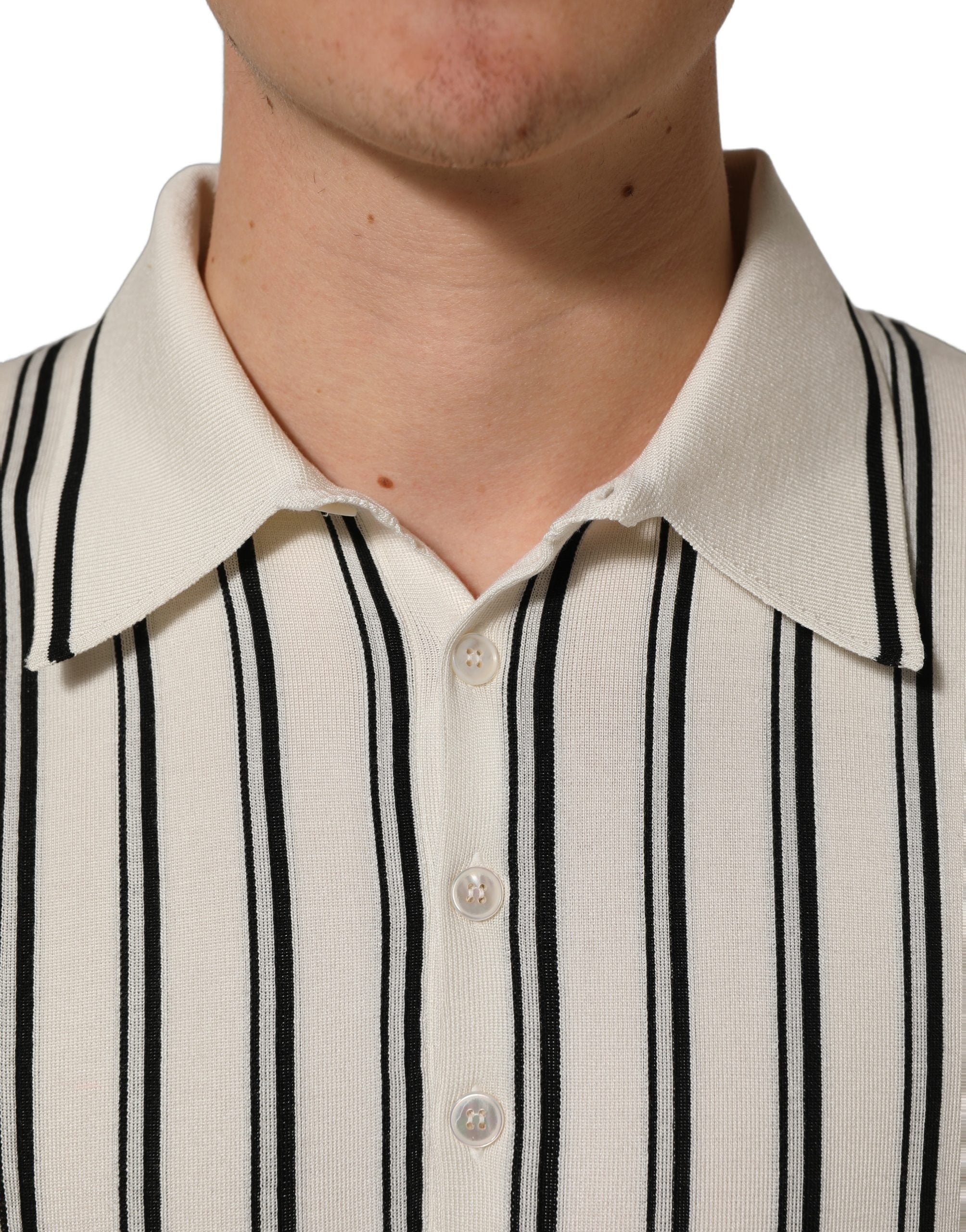 Dolce & Gabbana Polo-Shirt mit Kragen und schwarz-weißen Streifen