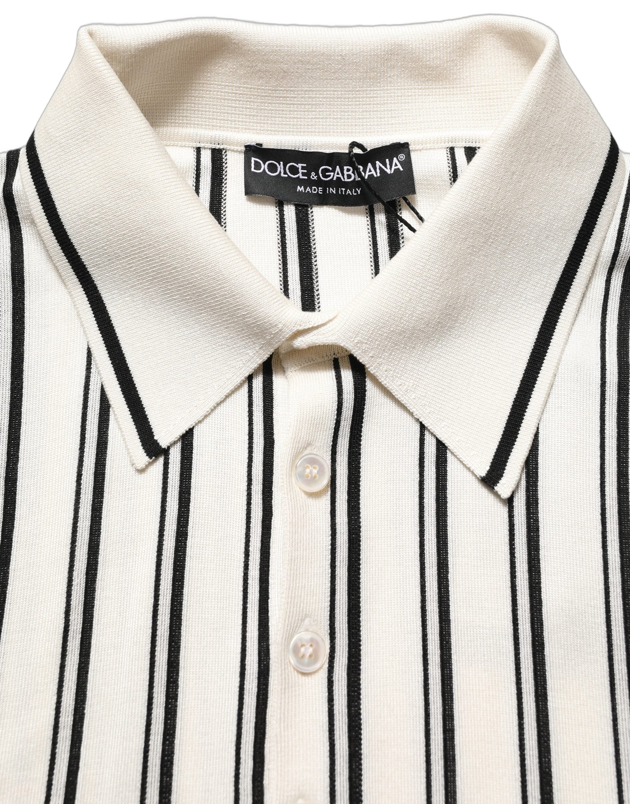 Dolce & Gabbana Polo-Shirt mit Kragen und schwarz-weißen Streifen