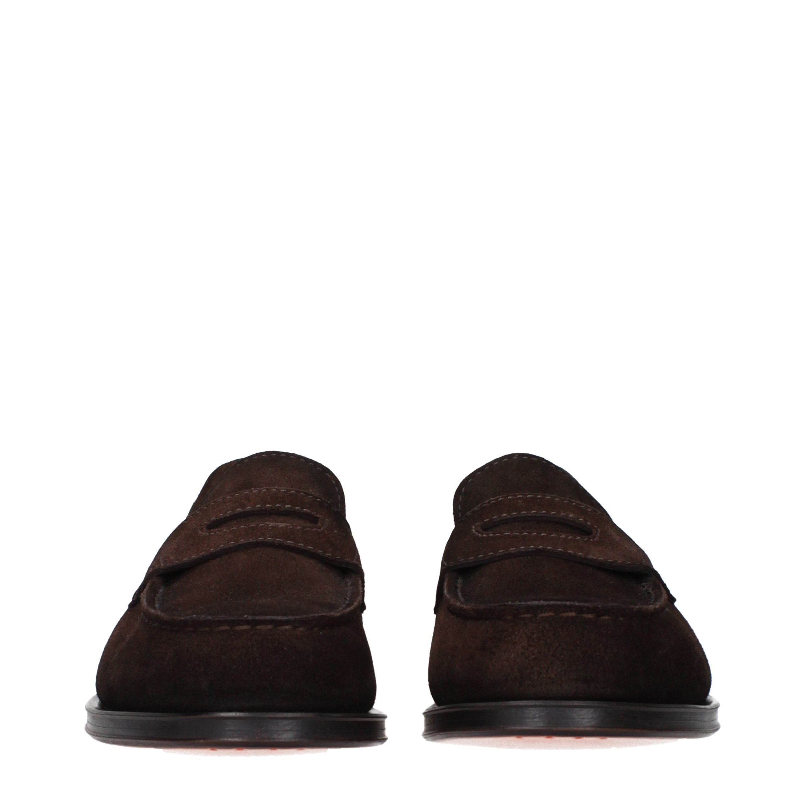 Santoni Braune Loafer aus Leder zum Hineinschlüpfen