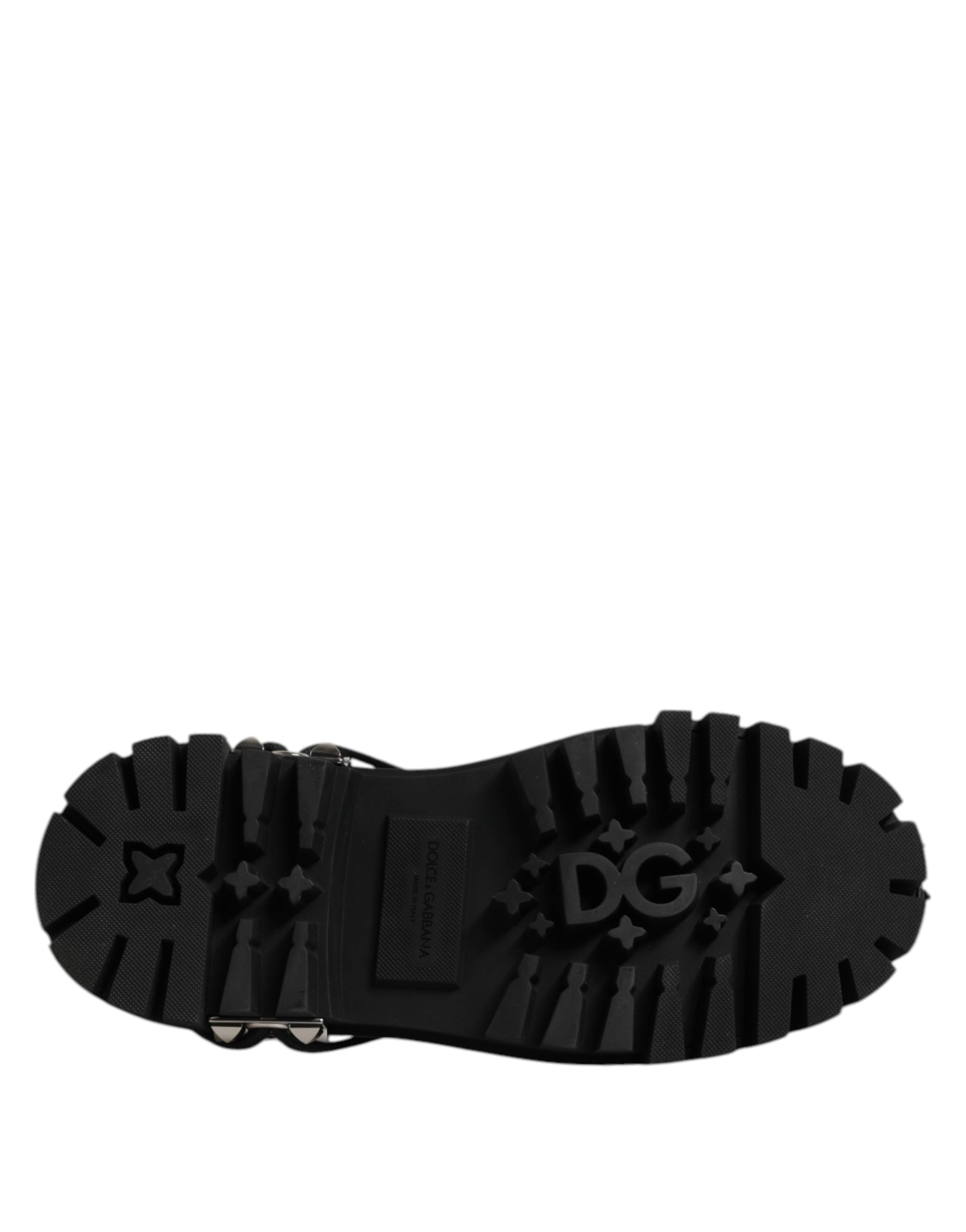 Dolce & Gabbana Schwarze Derby Hi-Trekking Schuhe aus Leder mit Nieten für Herren