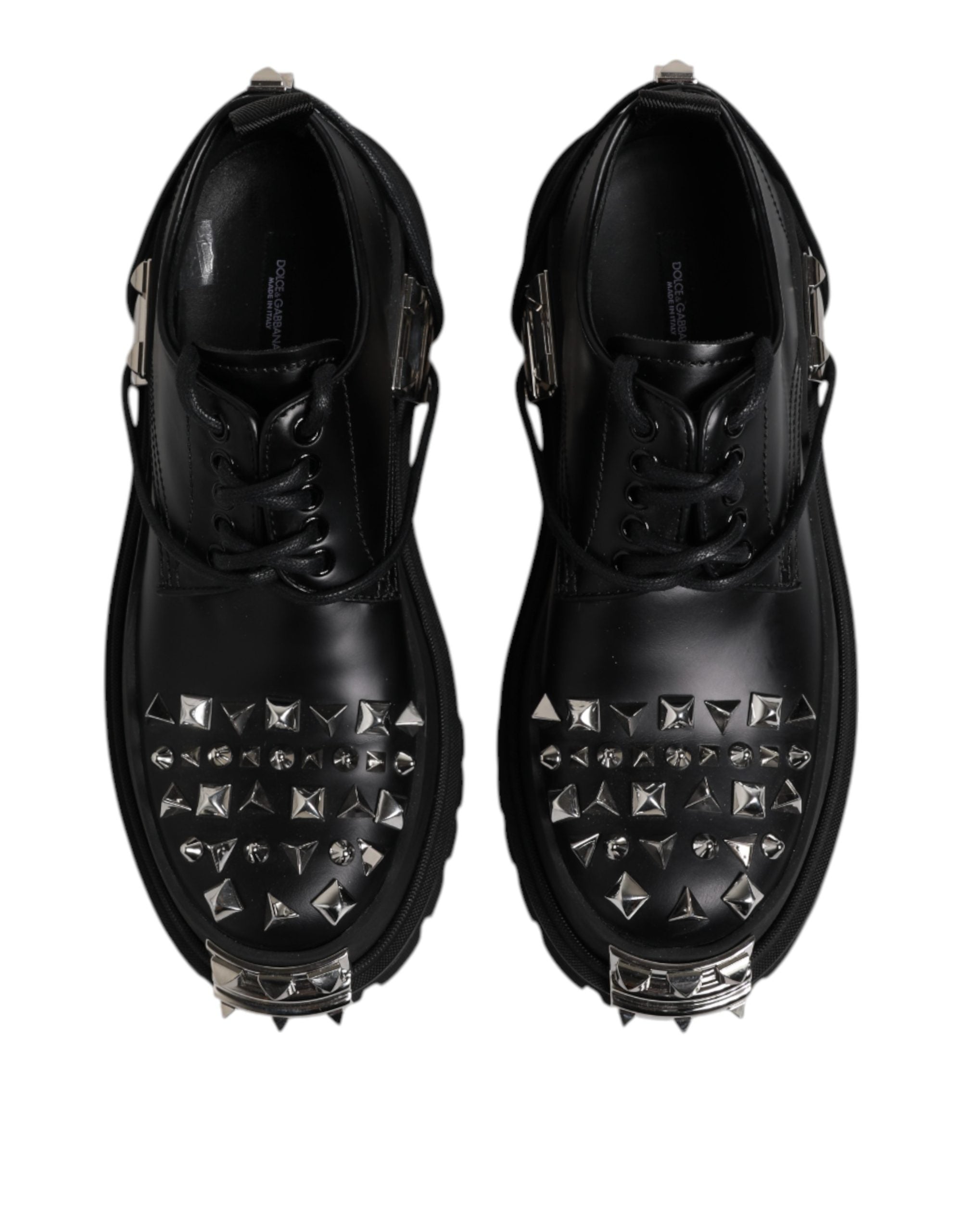 Dolce & Gabbana Schwarze Derby Hi-Trekking Schuhe aus Leder mit Nieten für Herren