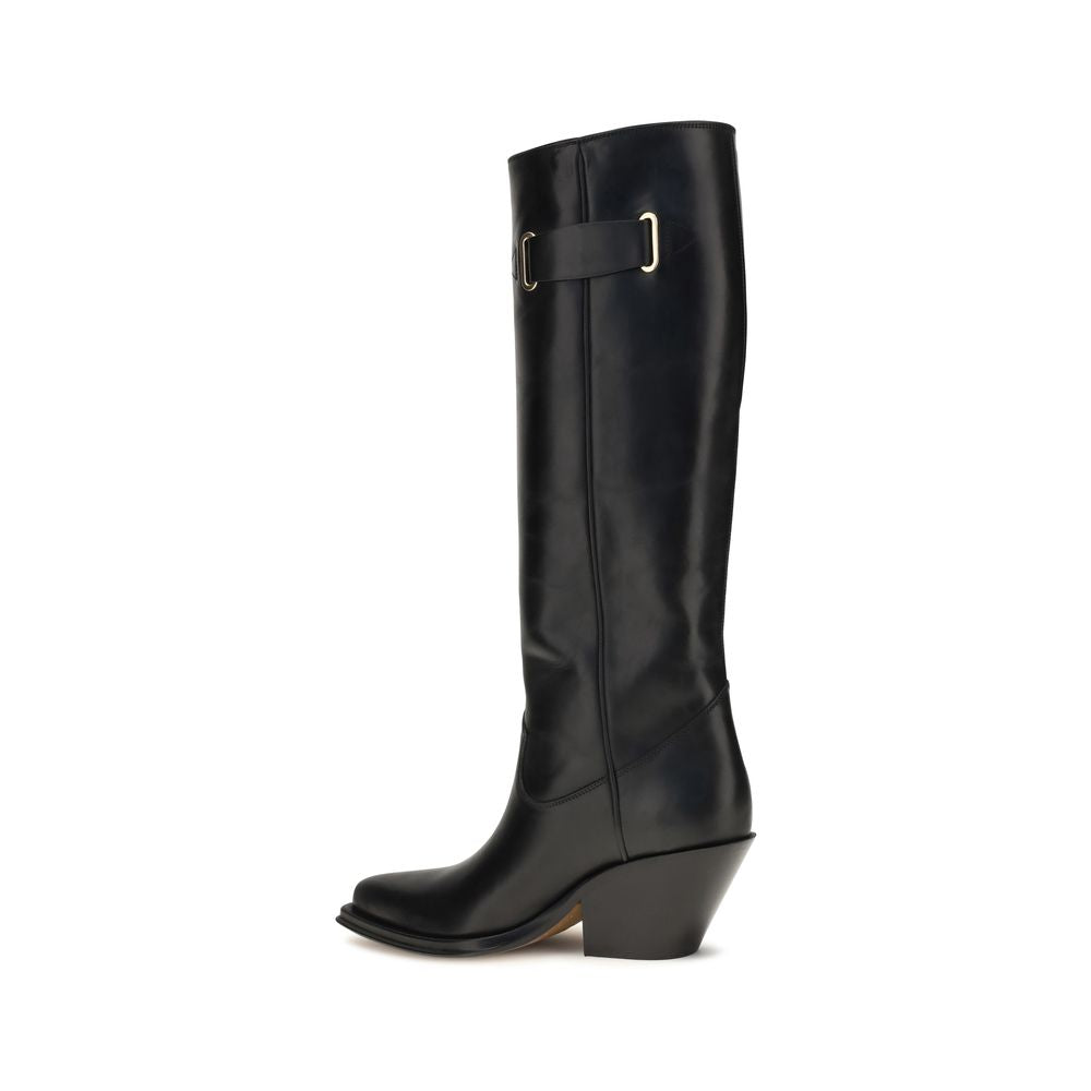 Chloé Schwarze Kalbsleder Bos Taurus Overknee-Stiefel