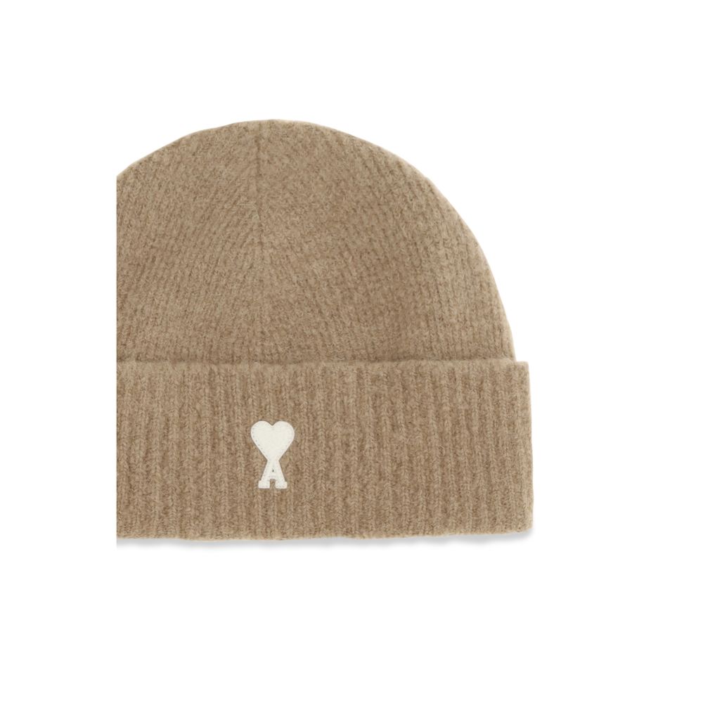 Ami Paris Beige Wollmütze Ovis Aries