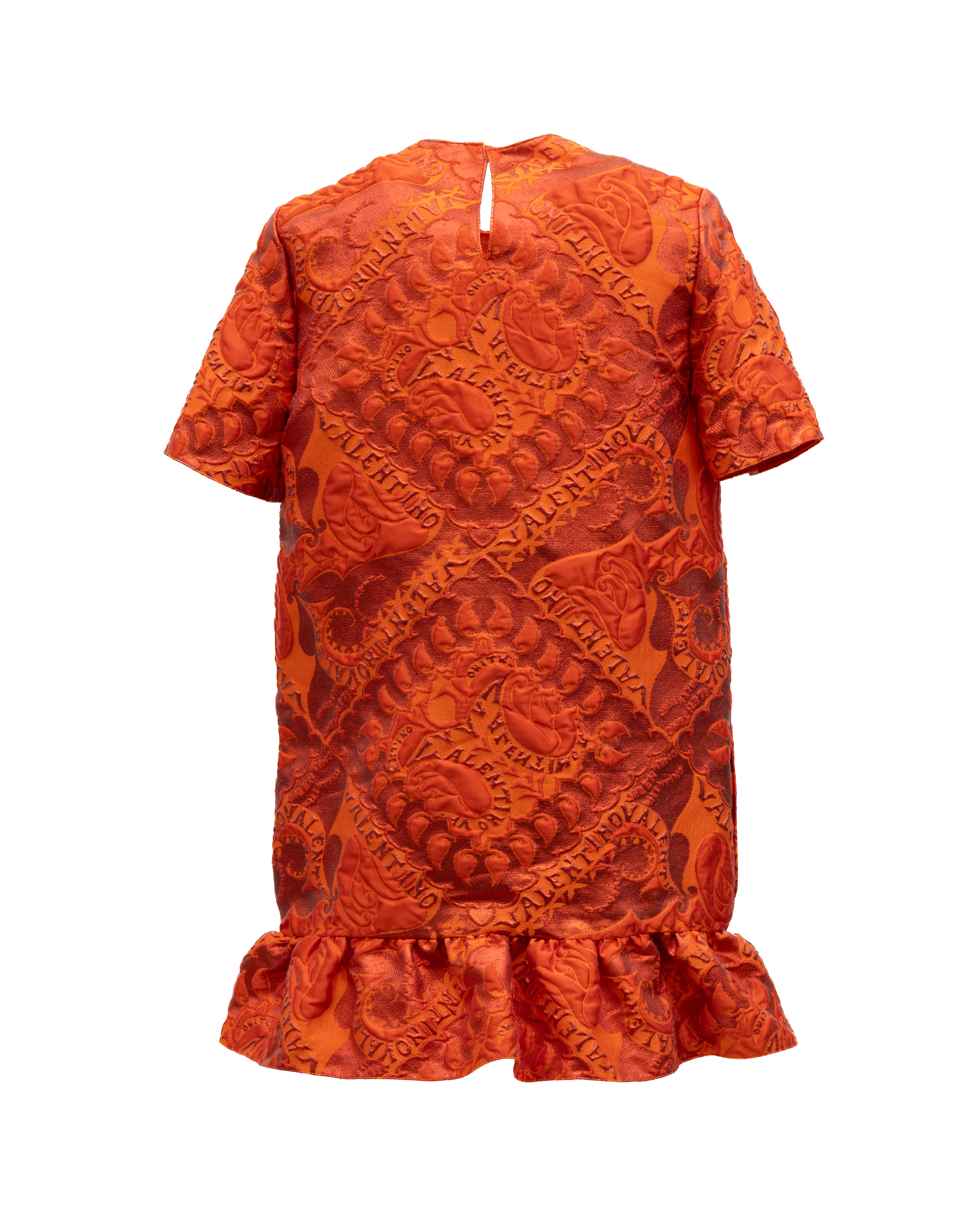Valentino Garavani Kurzes Kleid mit Rüschensaum in Orange