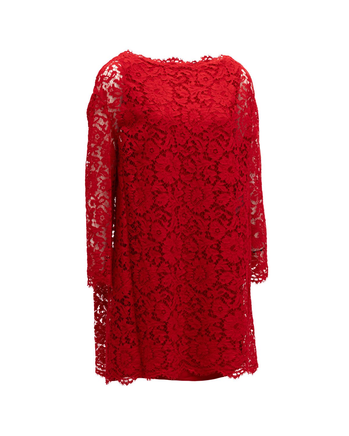 Valentino Garavani Rotes Spitzenkleid Kurz
