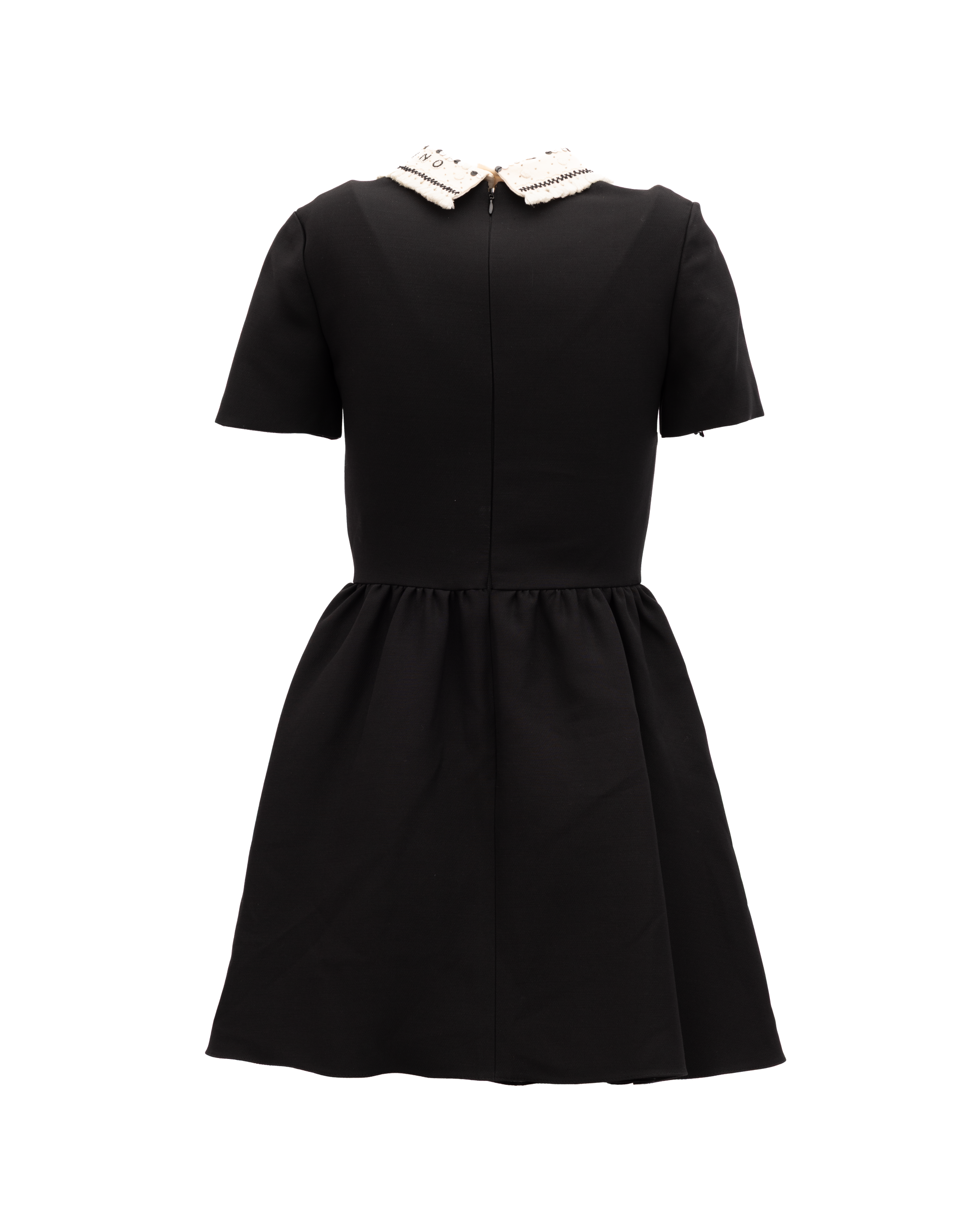 Valentino Garavani Schwarzes Minikleid mit verziertem Kragen