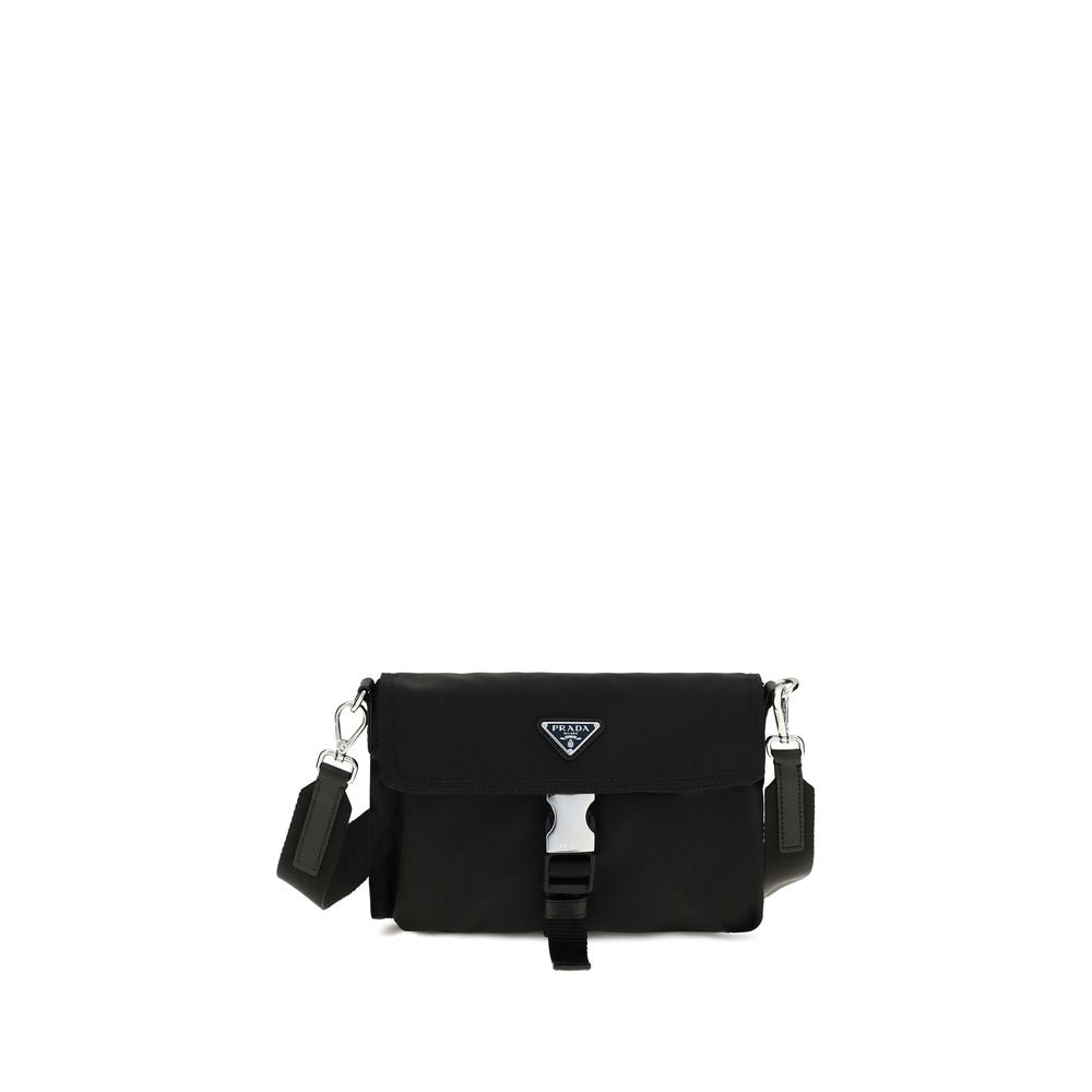 Prada Schwarze Schultertasche aus recyceltem Polyamid