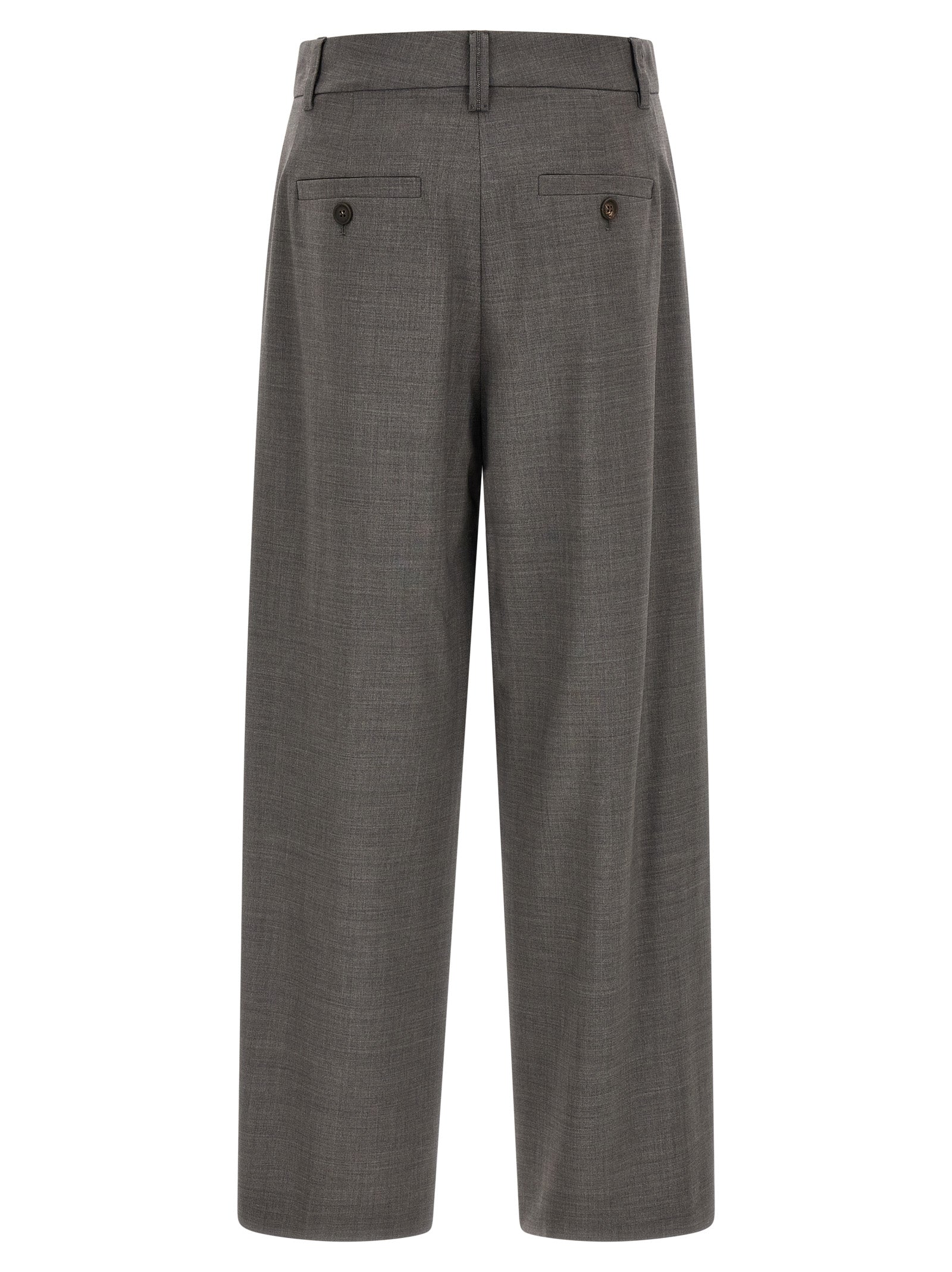Brunello Cucinelli Graue Cropped Hose aus reiner Schurwolle