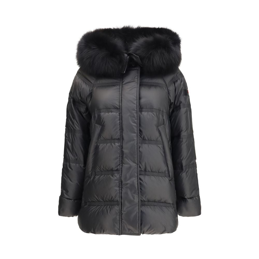 Peuterey Schwarze Polyester-Jacke in voller Länge