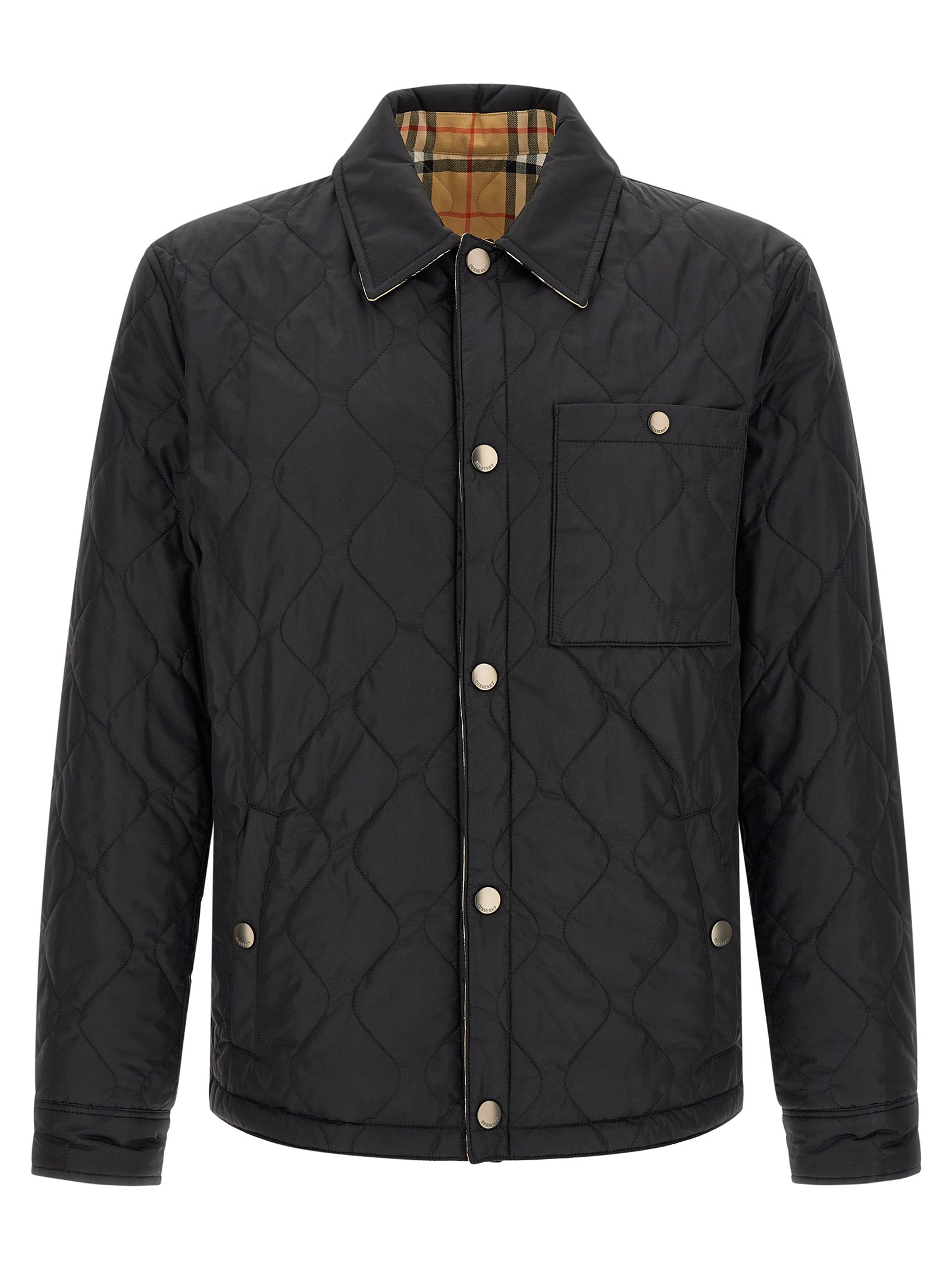 Burberry Schwarze Polyamid-Jacke in voller Länge